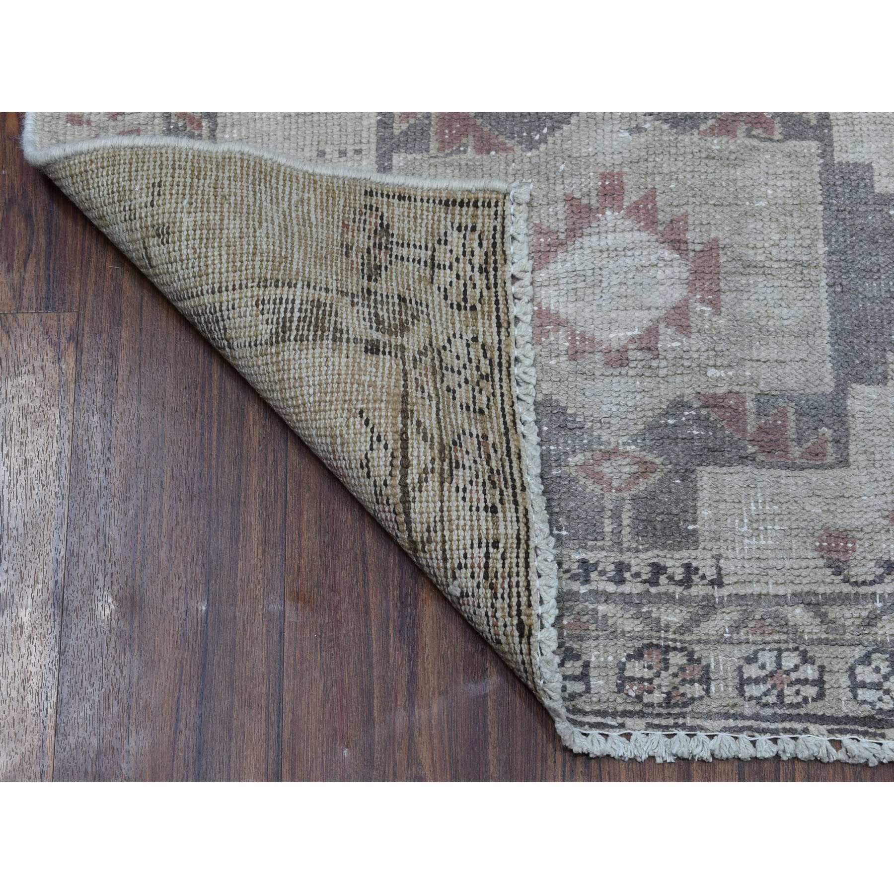 2-9 x9-3  Vintage And Worn Down Distressed Colors Persian Qashqai Runner Hand Knotted Bohemian Rug 
