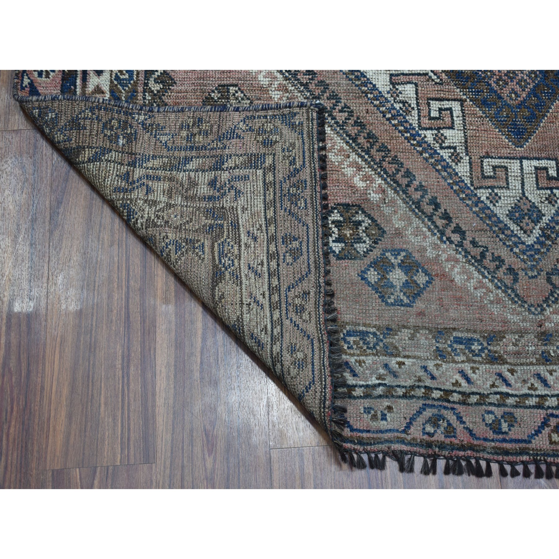 5-1 x7-5  Vintage And Worn Down Distressed Colors Persian Shiraz Hand Knotted Bohemian Rug 