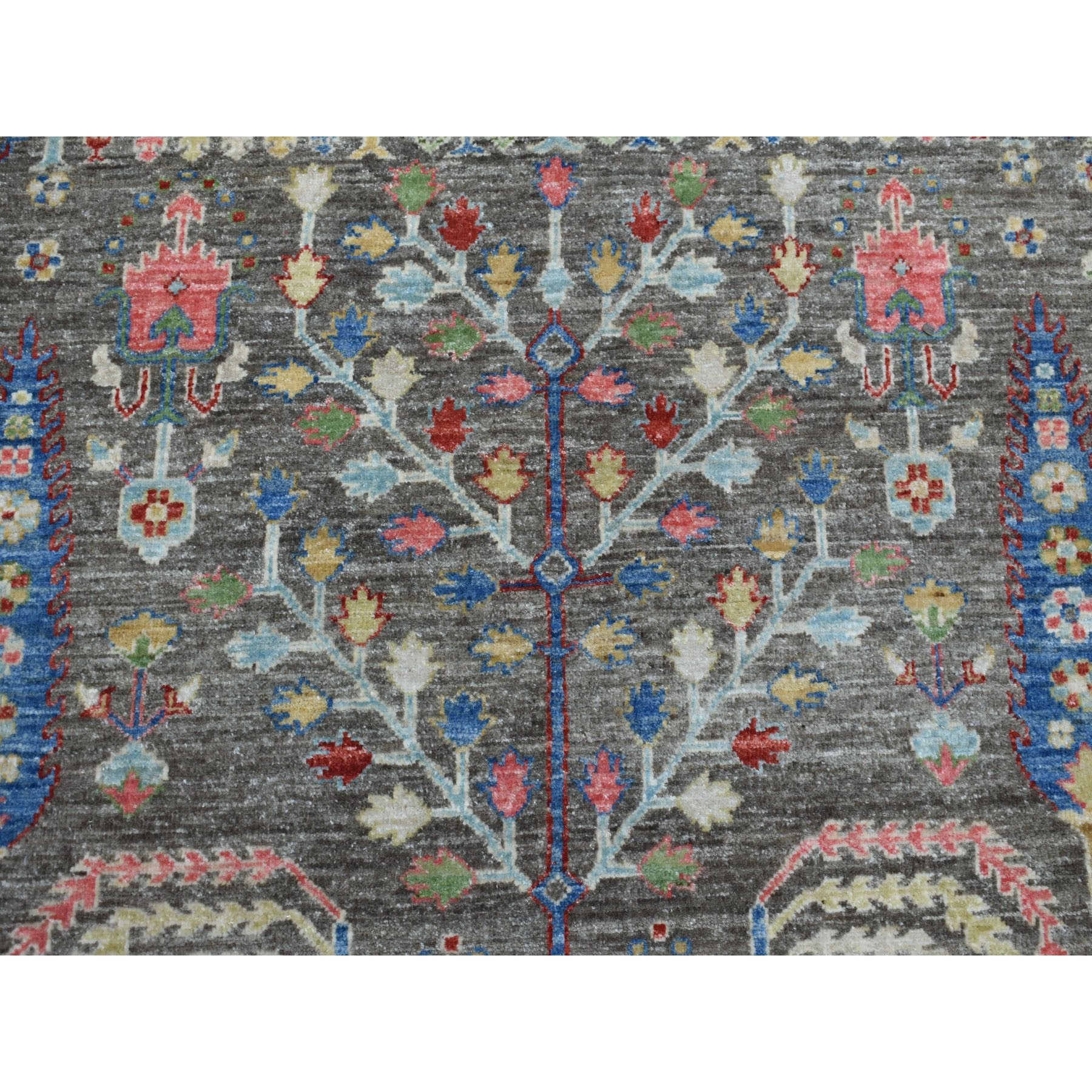10-x14- Gray With Pop Of Color Willow And Cypress Tree Design Hand Knotted Oriental Rug 