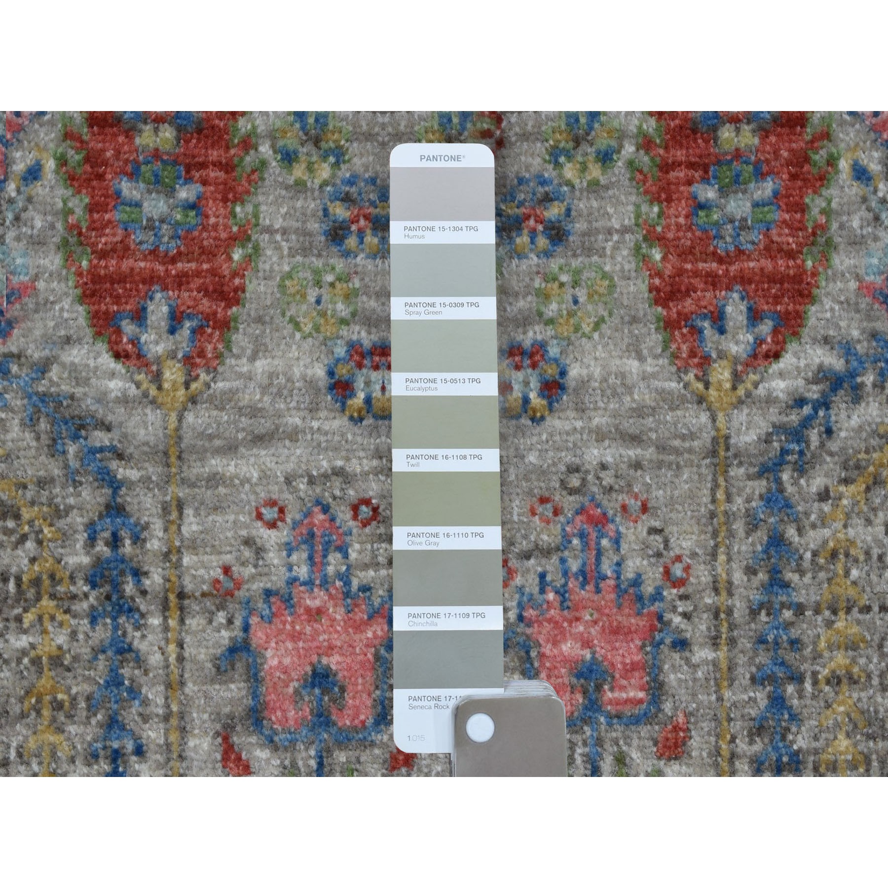 3-9 x5-8  Gray With Pop Of Color Willow And Cypress Tree Design Hand Knotted Oriental Rug 