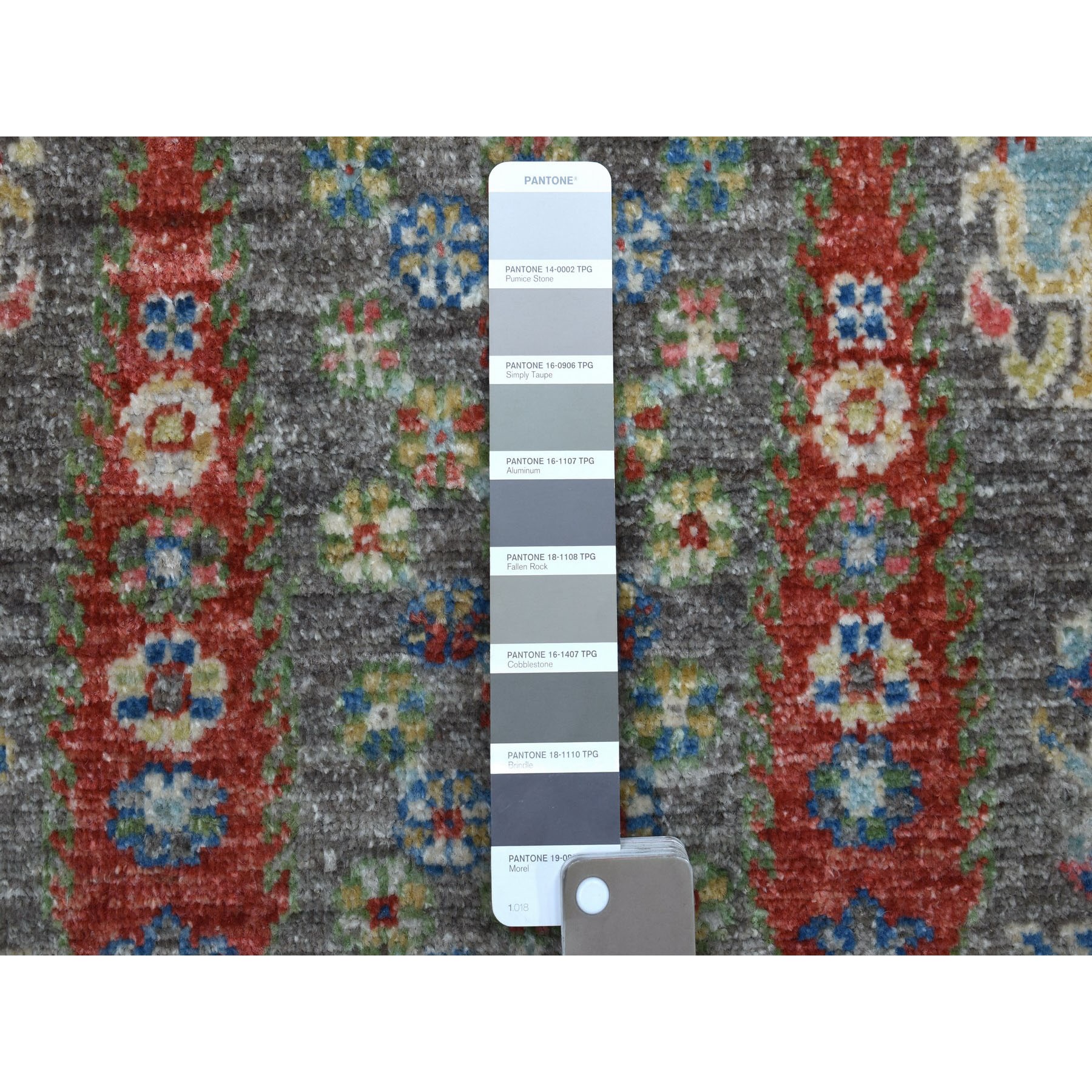 4-x5-8  Gray With Pop Of Color Willow And Cypress Tree Design Hand Knotted Oriental Rug 