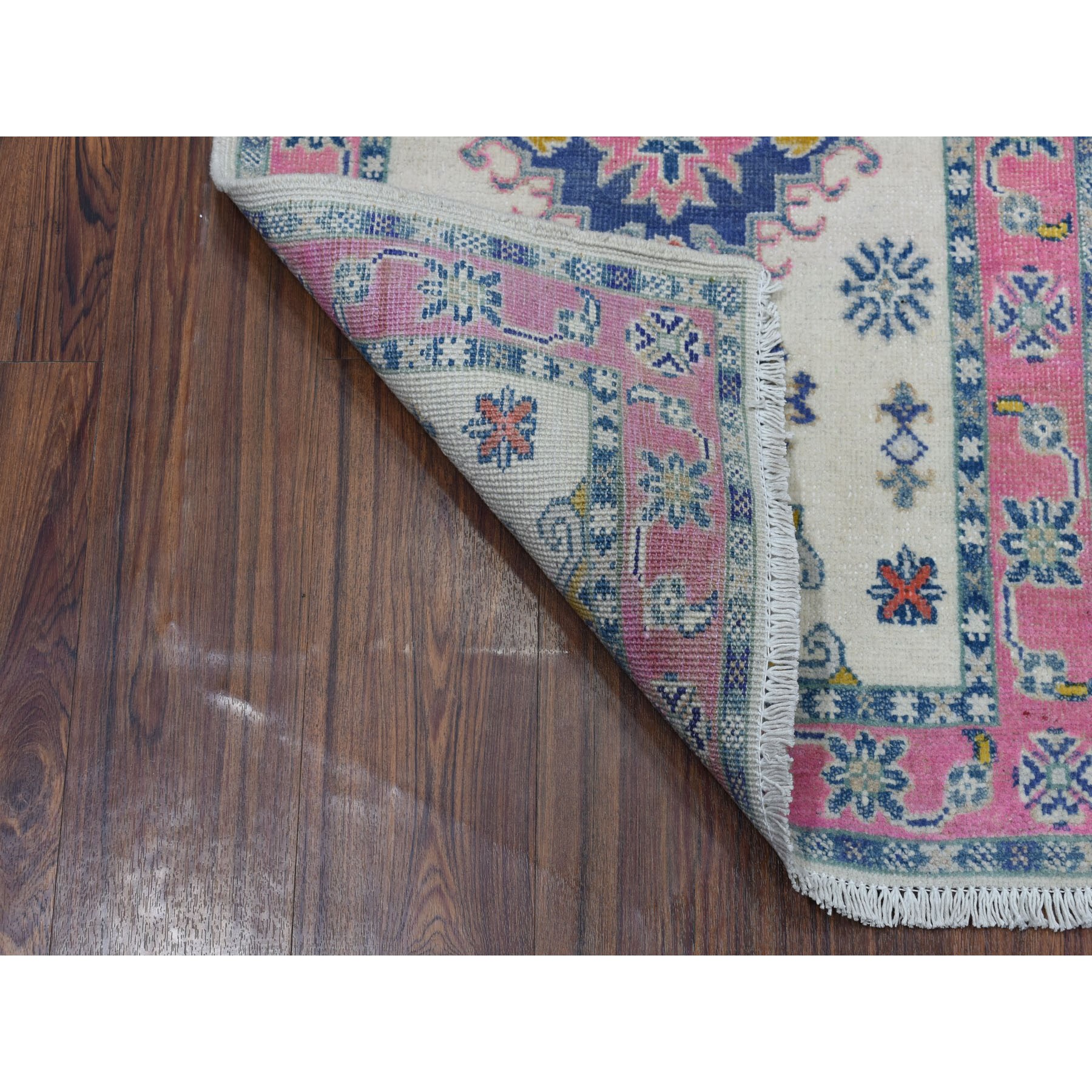 2-1 x3- Colorful Ivory Fusion Kazak Pure Wool Hand Knotted Oriental Rug 
