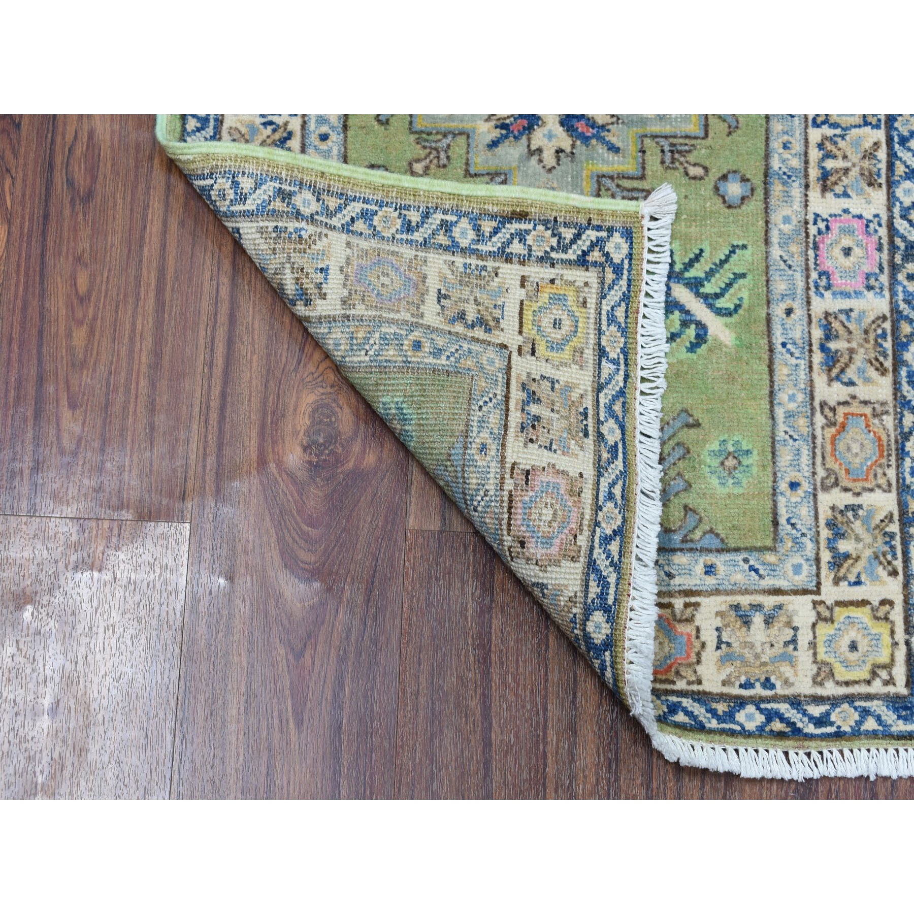 2-x2-9  Colorful Green Fusion Kazak Pure Wool Hand Knotted Oriental Rug 