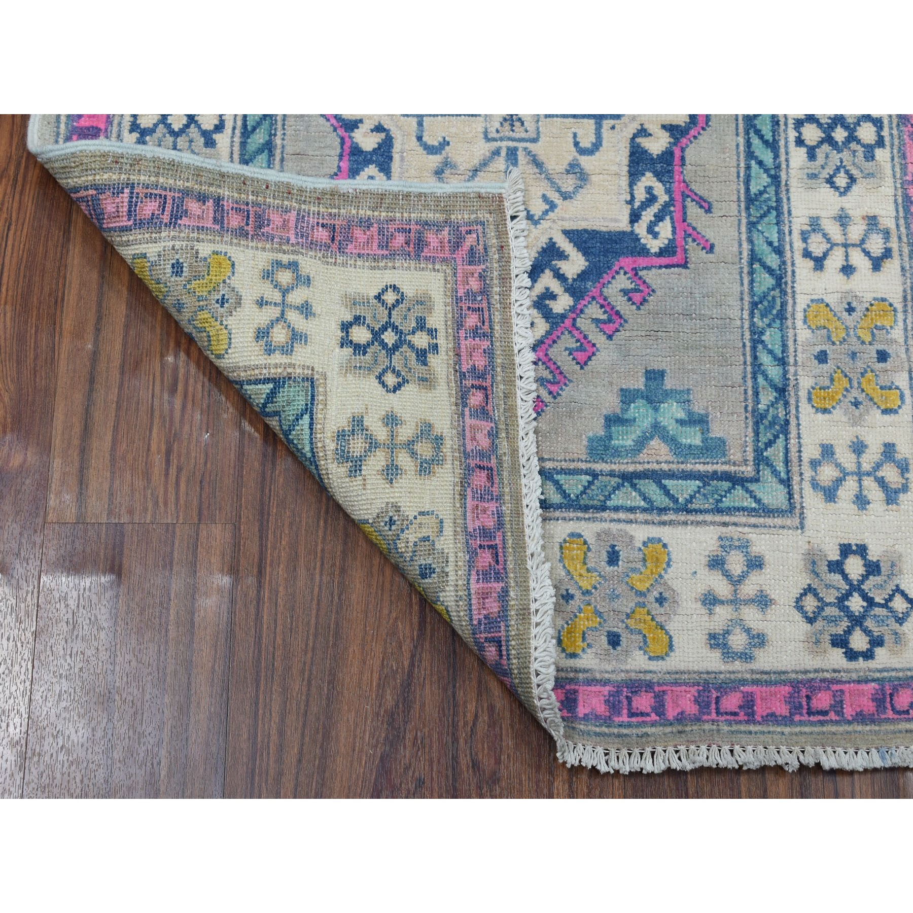 2-8 x6-9  Colorful Gray Fusion Kazak Pure Wool Hand Knotted Runner Oriental Rug 