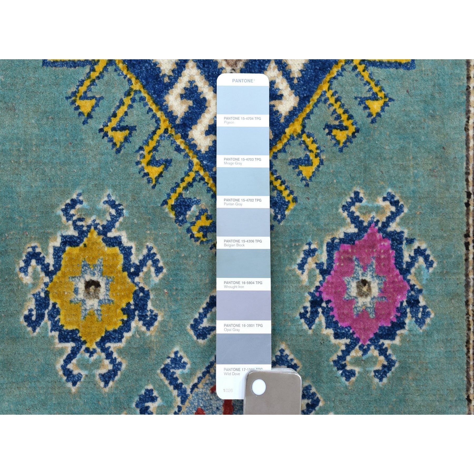 2-7 x6-7  Colorful Gray Fusion Kazak Pure Wool Hand Knotted Runner Oriental Rug 