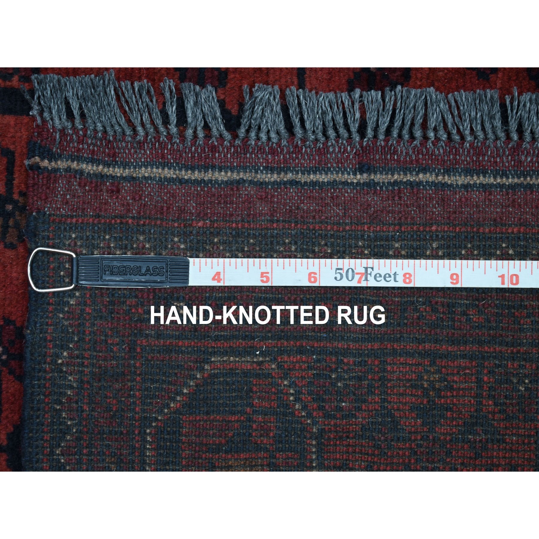 4-10 x6-6  Deep and Saturated Red Geometric Afghan Andkhoy Pure Wool Hand Knotted Oriental Rug 