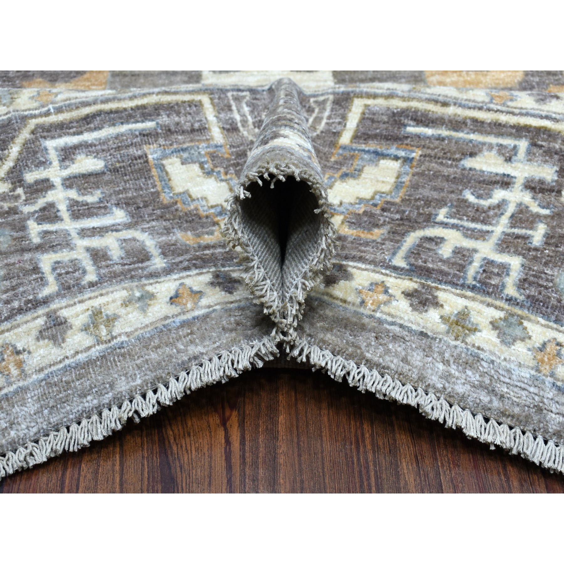 10-x13-7  Gray Peshawar Serrated Leaves Mahal Design Hand Knotted Oriental Rug 