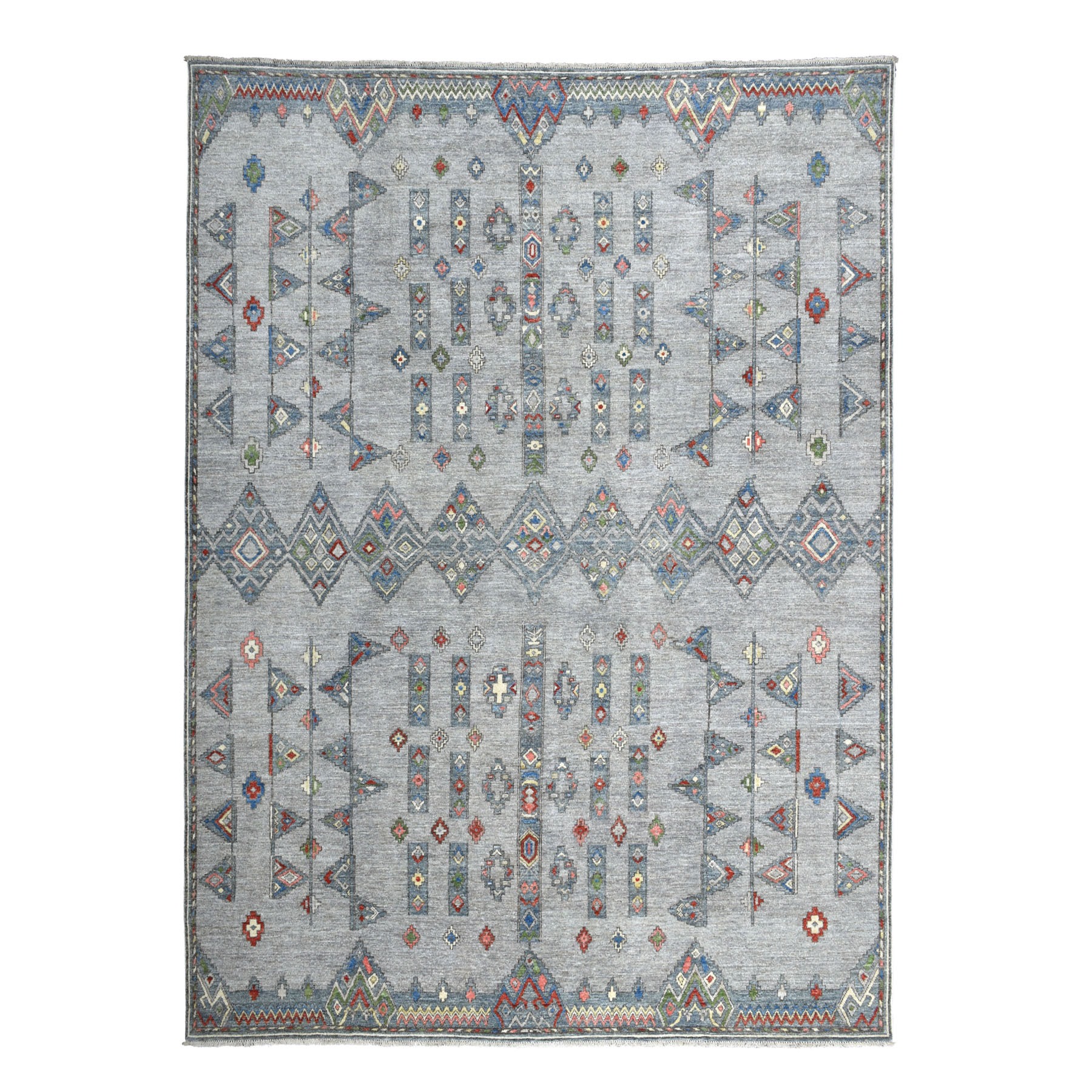 9'X11'10" Peshawar With Berber Motifs Inspired  With Pop Of Color Pure Wool Oriental Rug moaedb09