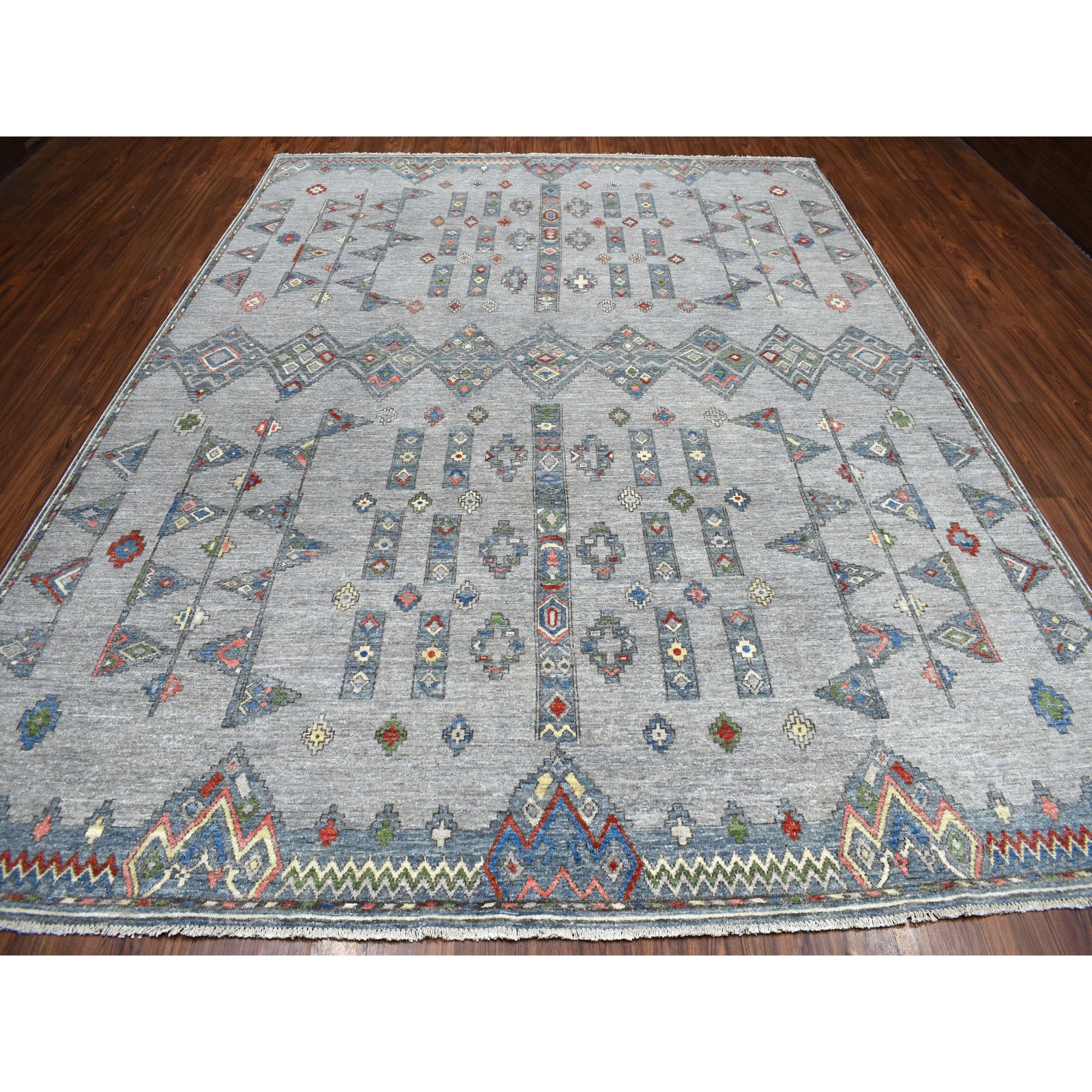 9-x11-10  Peshawar With Berber Motifs Inspired  With pop Of Color Pure Wool Oriental Rug 