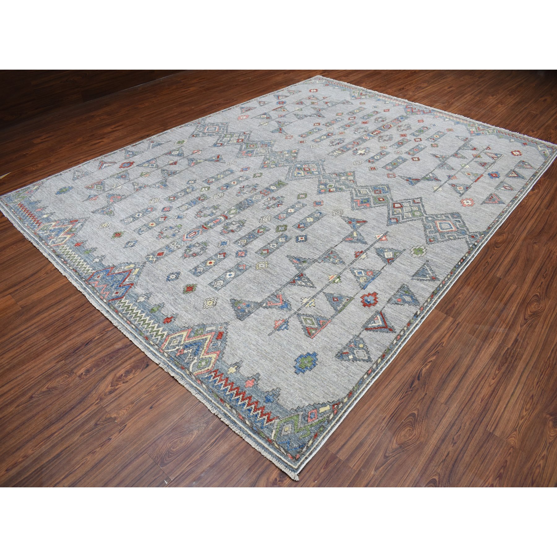 9-x11-10  Peshawar With Berber Motifs Inspired  With pop Of Color Pure Wool Oriental Rug 