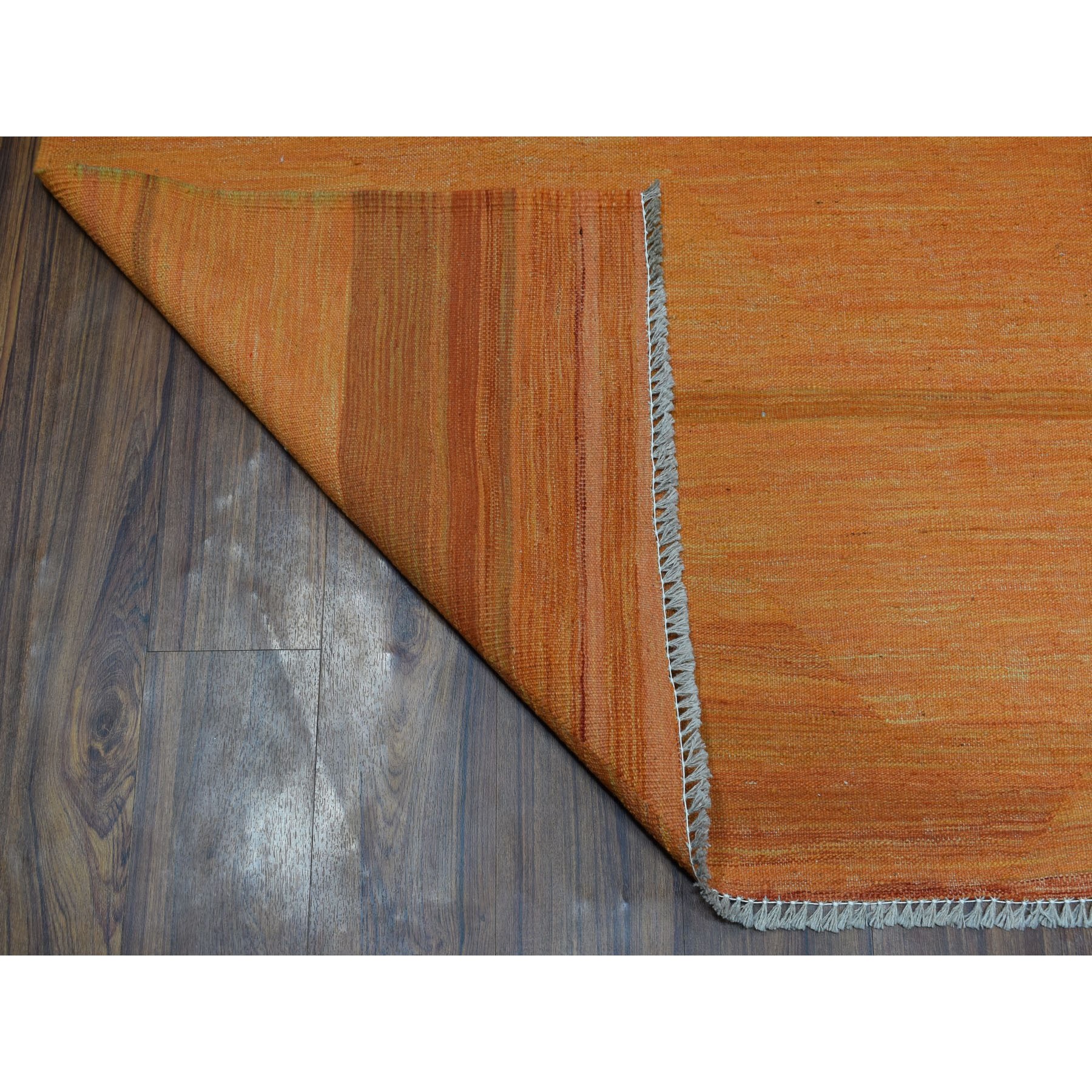 6-9 x9-10  Orange Shades Flat Weave Kilim Pure Wool Hand Woven Oriental Rug 