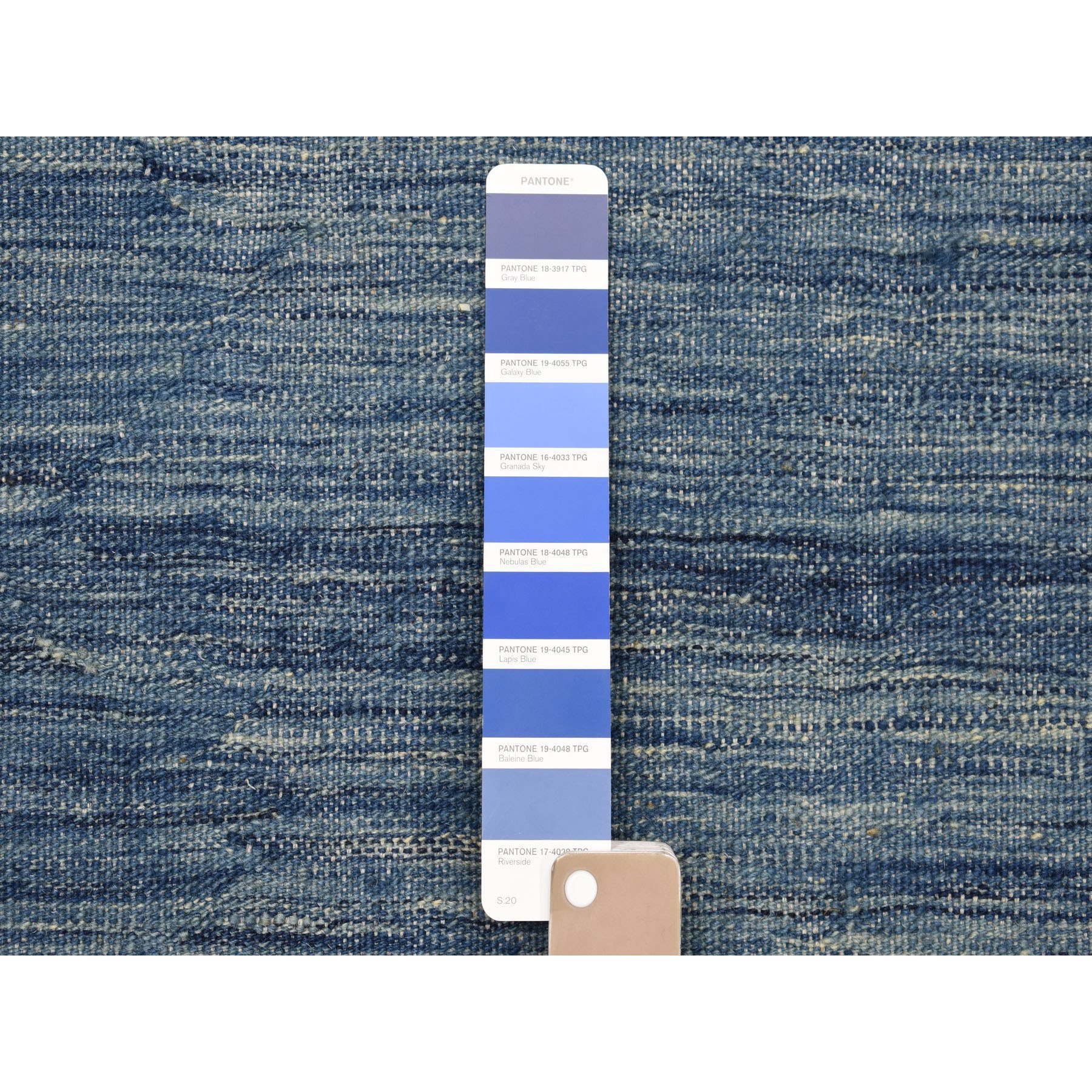5-1 x6-7  Blue Shades Reversible Kilim Pure Wool Hand Woven Oriental Rug 