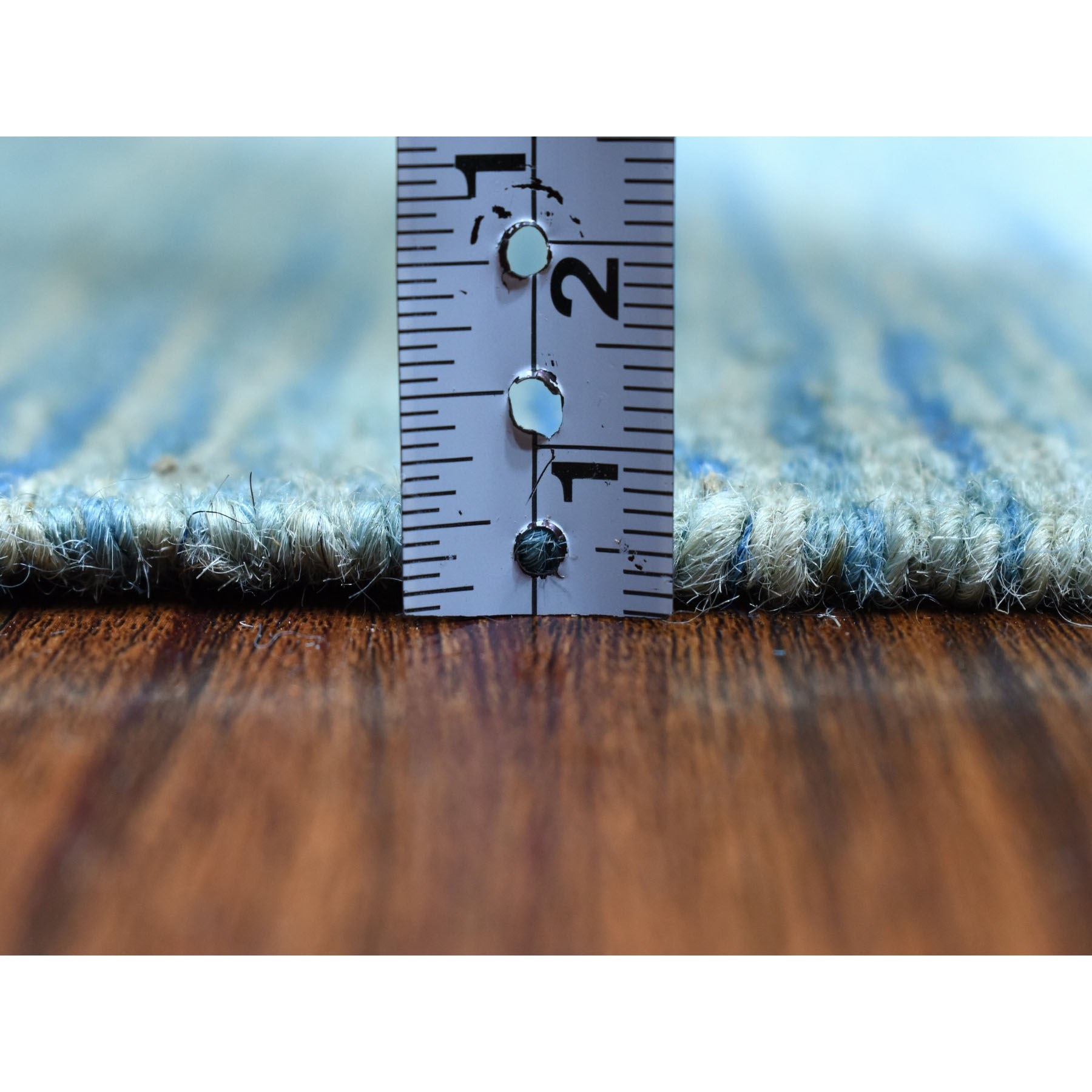 3-2 x6-6  Aquamarine Shades Reversible Kilim Pure Wool Hand Woven Runner Oriental Rug 