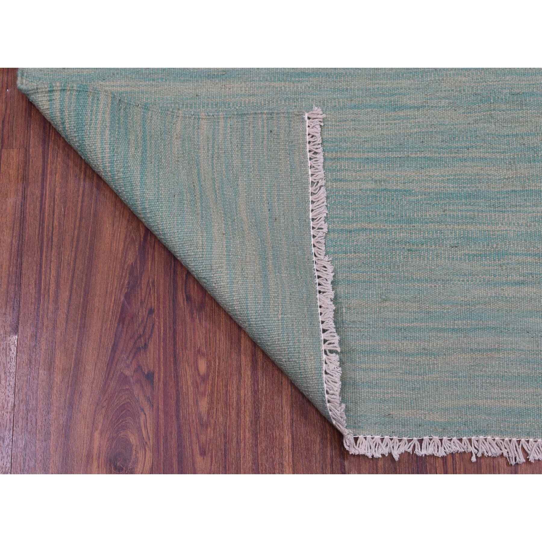 2-4 x6-3  Aqua Marine Shades Reversible  Kilim Pure Wool Hand Woven Oriental Runner Rug 