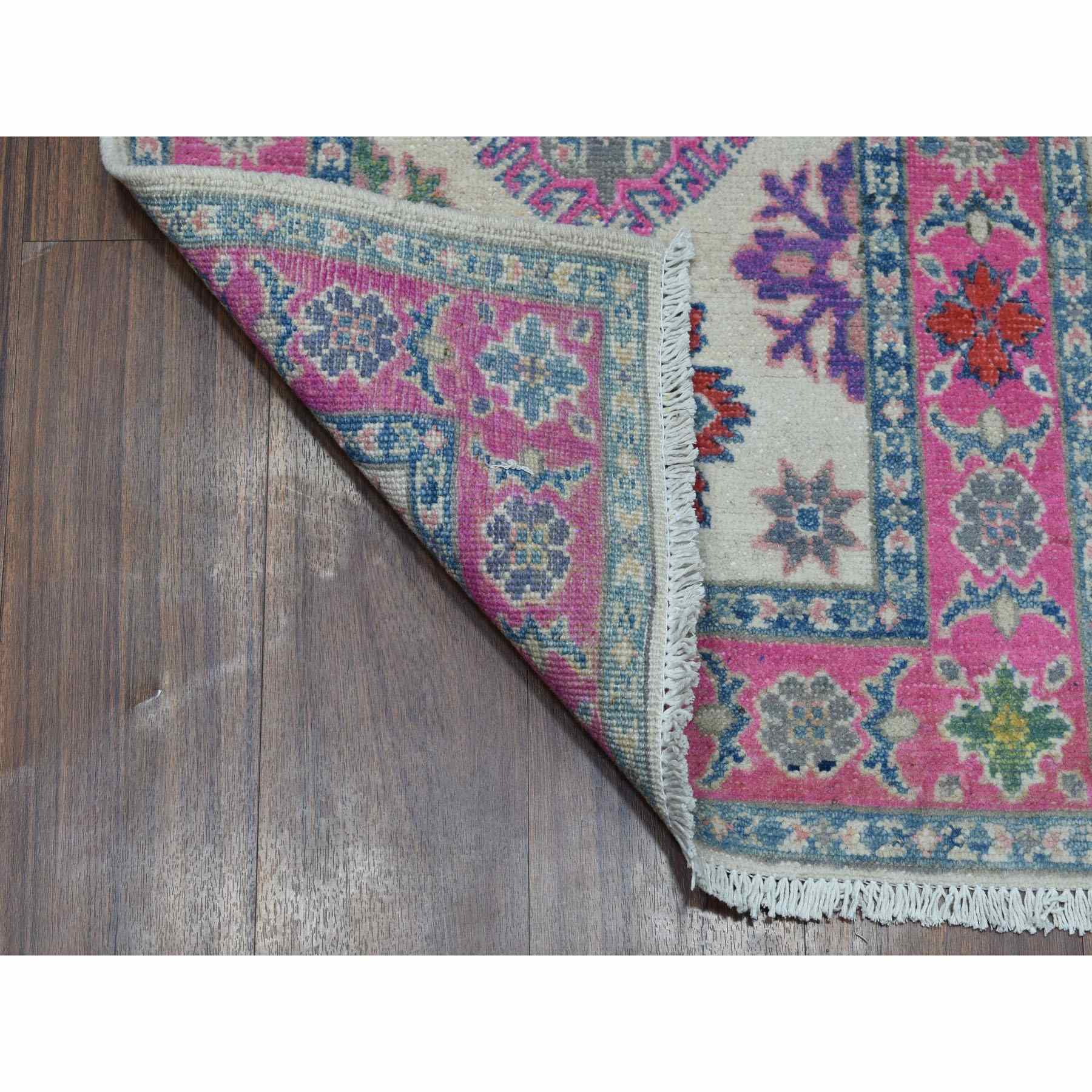 2-x2-10  Colorful Ivory Fusion Kazak Pure Wool Hand Knotted Oriental Rug 