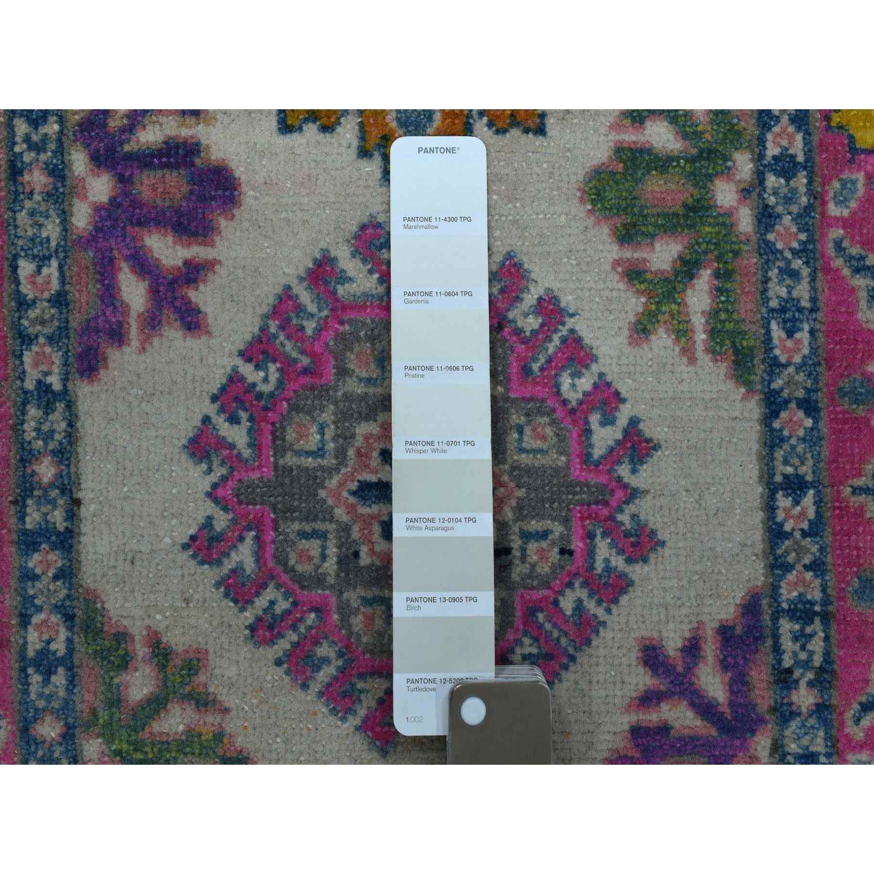 2-x2-10  Colorful Ivory Fusion Kazak Pure Wool Hand Knotted Oriental Rug 