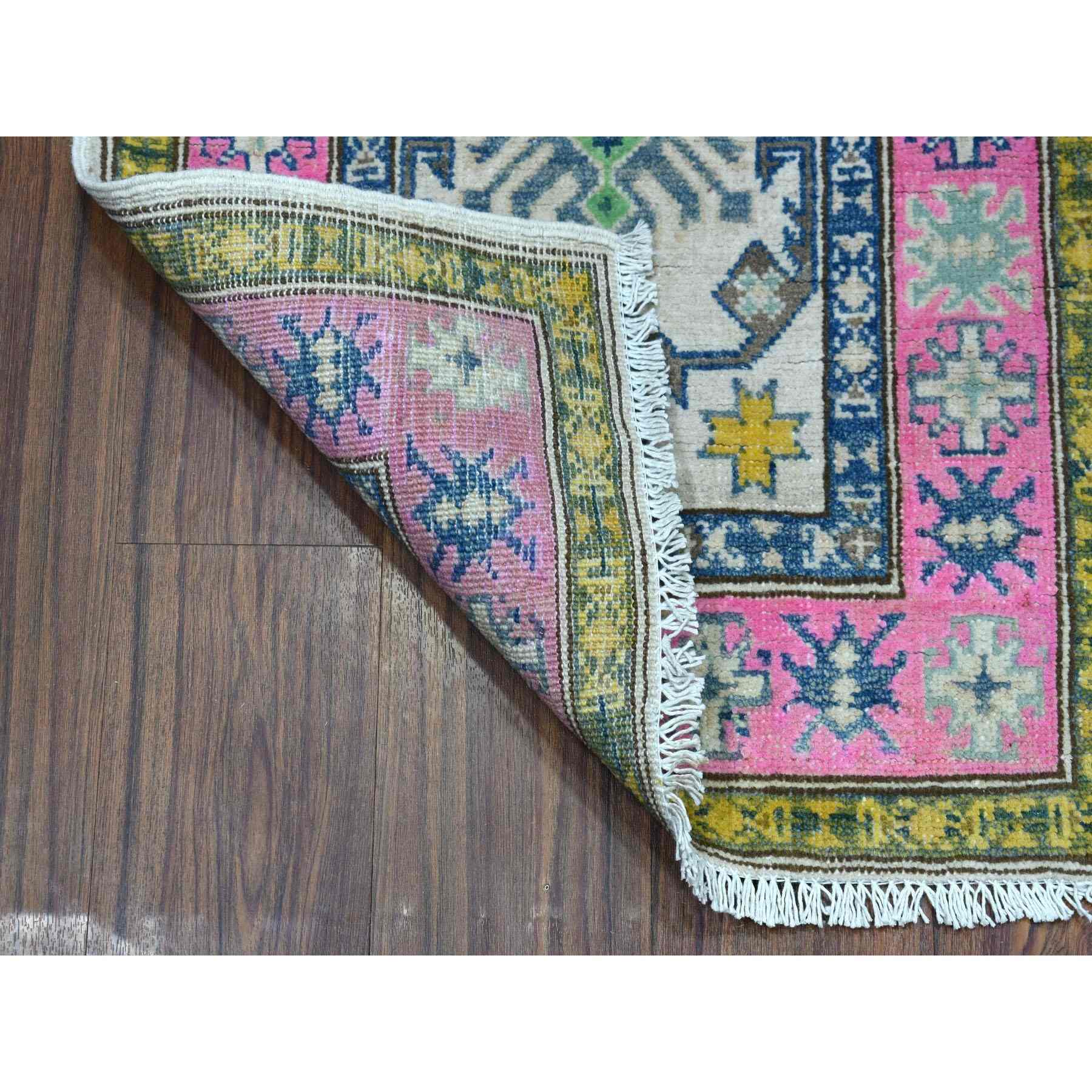 2-1 x5-9  Colorful Ivory Fusion Kazak Pure Wool Hand Knotted Runner Oriental Rug 