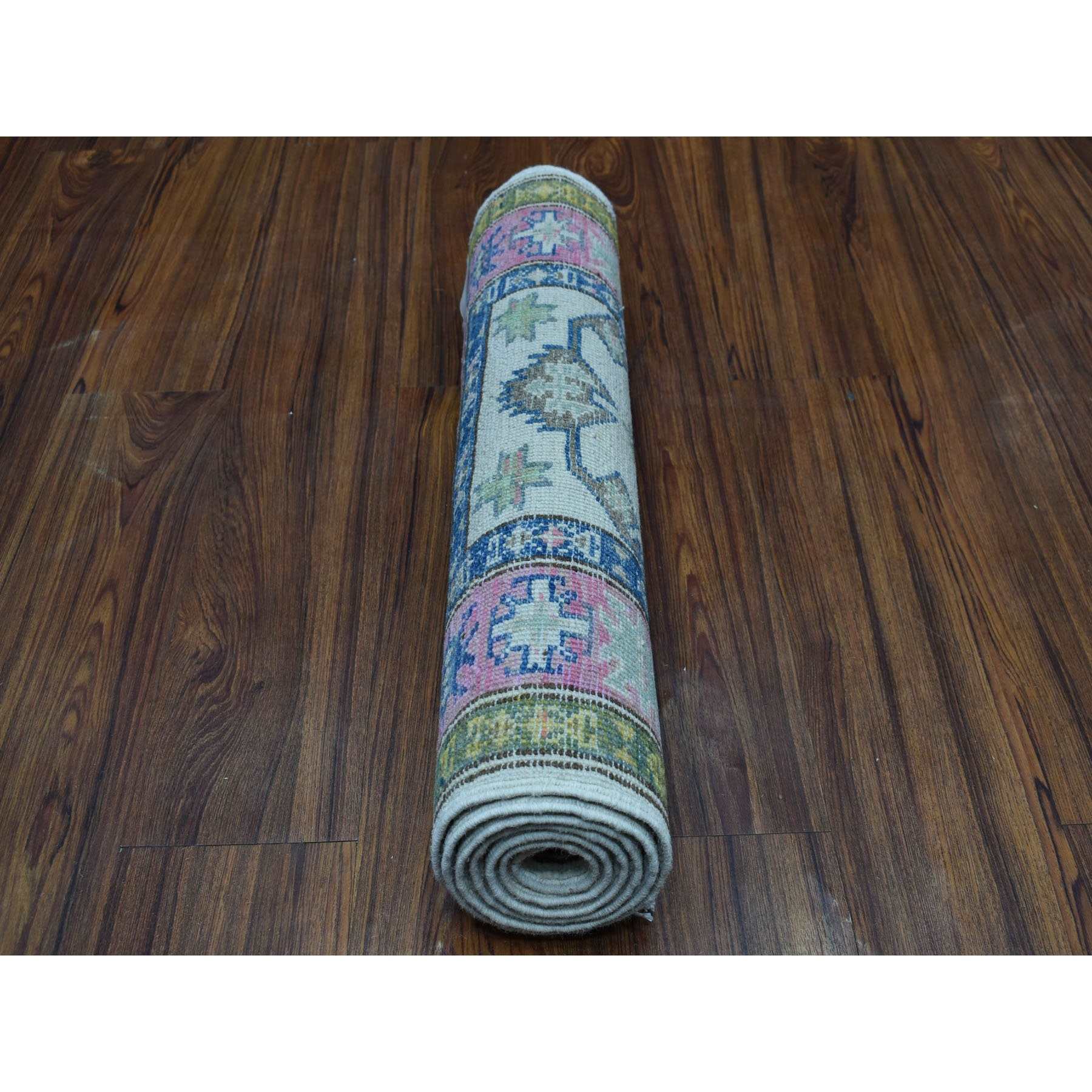 2-1 x5-9  Colorful Ivory Fusion Kazak Pure Wool Hand Knotted Runner Oriental Rug 