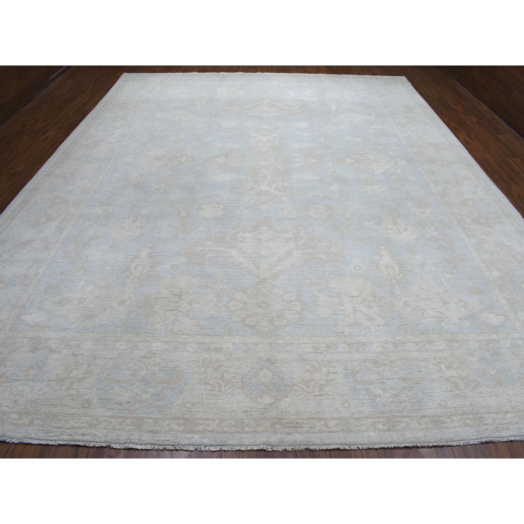 11-6 x14-6  Oversized White Wash Peshawar Pure Wool Hand Knotted Oriental Rug 