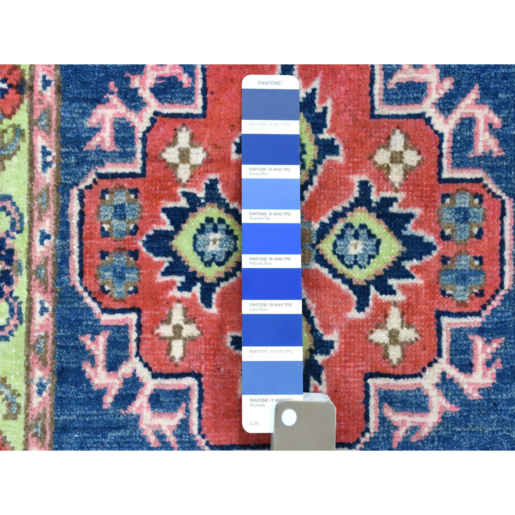 1-10 x2-10  Colorful Blue Fusion Kazak Pure Wool Geometric Design Hand Knotted Oriental Rug 