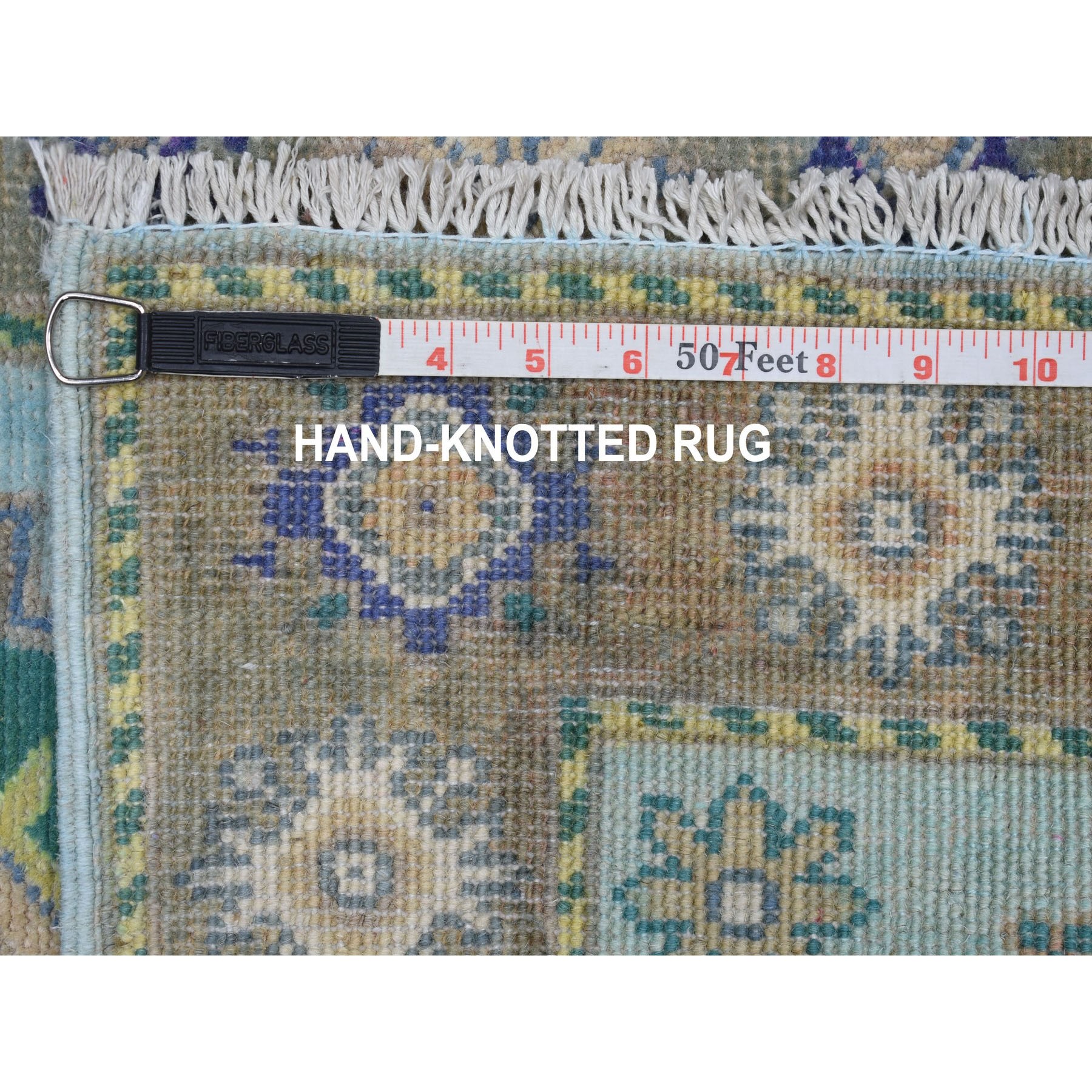 2-2 x2-9  Colorful Aqua Blue Fusion Kazak Pure Wool Hand Knotted Oriental Rug 