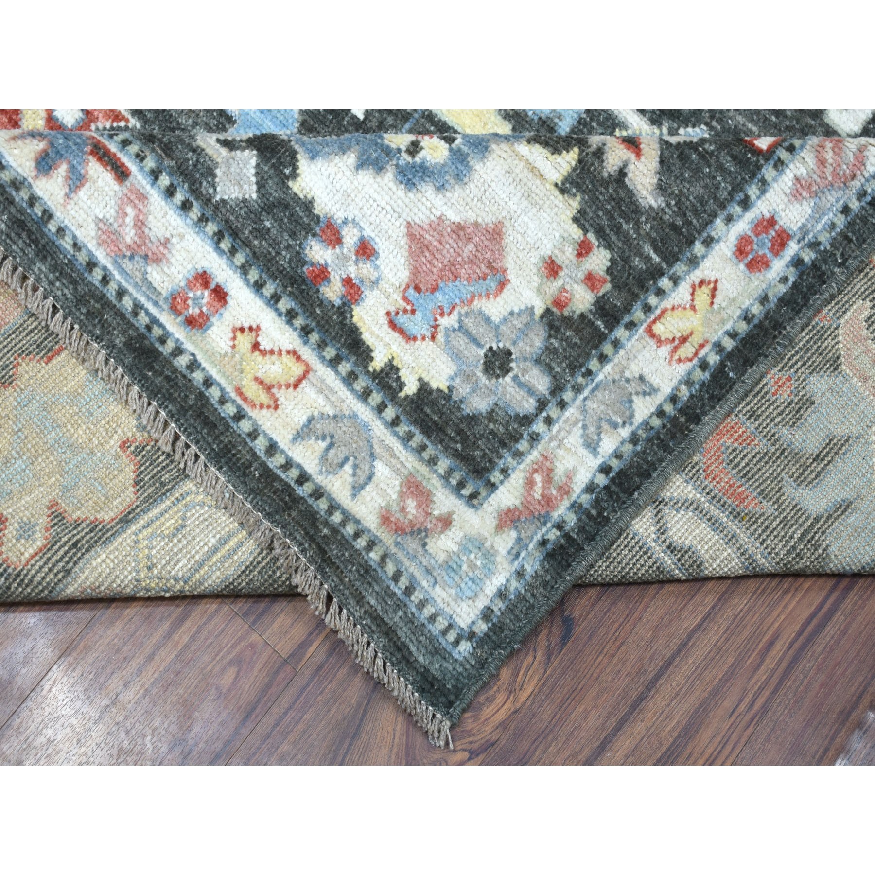 8-9 x12- Charcoal Black Angora Oushak With Soft Velvety Wool Hand Knotted Oriental Rug 