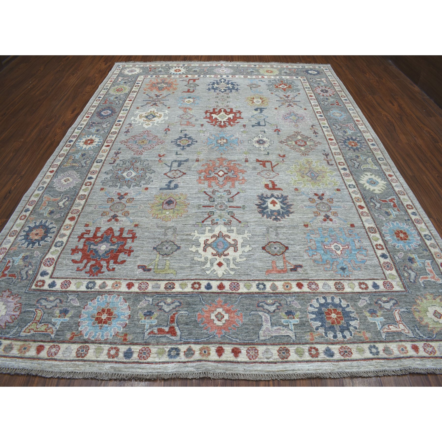 8-10 x11-10  Silver Angora Oushak With Soft Velvety Wool Hand Knotted Oriental Rug 