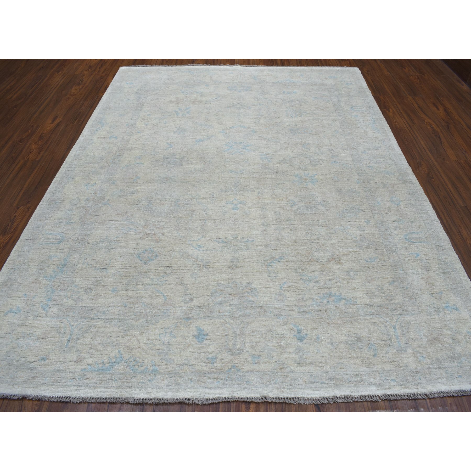 7-9 x9-9  Ivory Angora Oushak With Soft Velvety Wool Hand Knotted Oriental Rug 