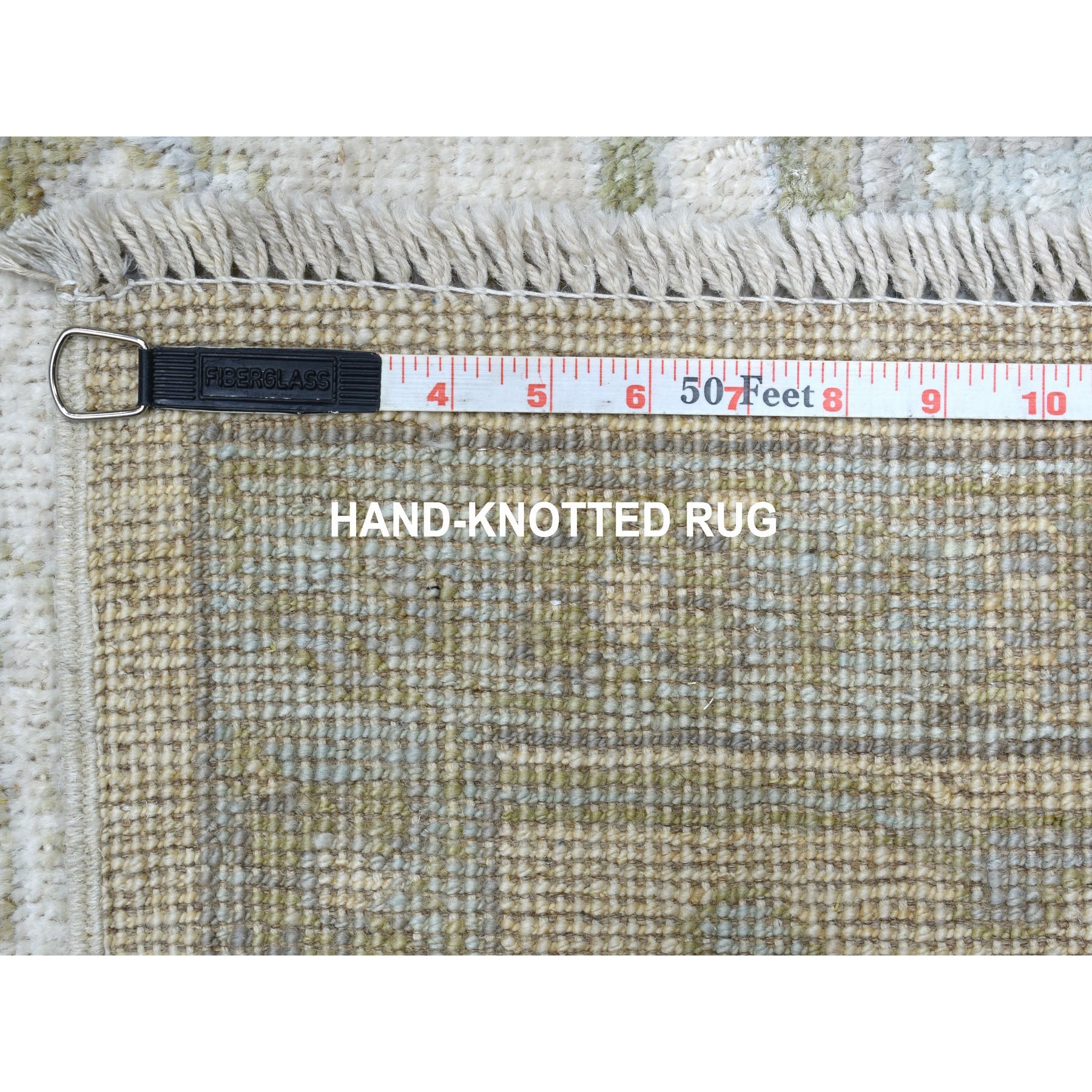 9-x11-6  Ivory Soft Velvety Wool Angora Oushak Hand Knotted Oriental Rug 