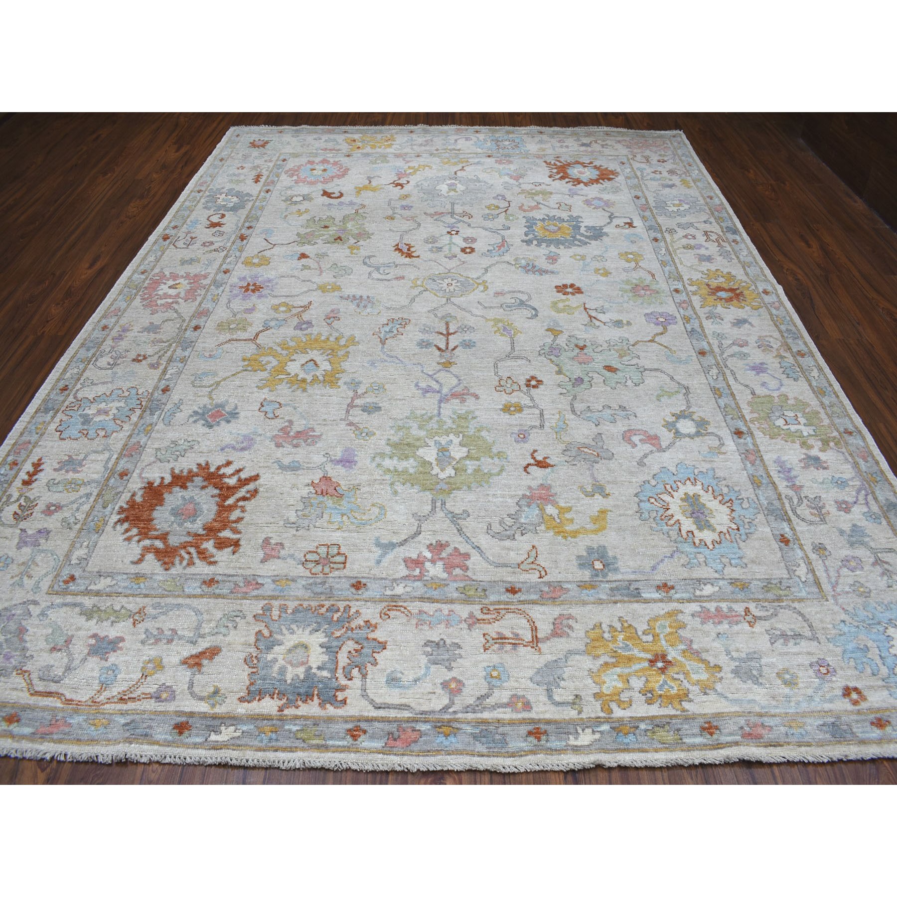 9-x11-7  Ivory Angora Oushak With Soft Velvety wool Hand Knotted Oriental Rug 