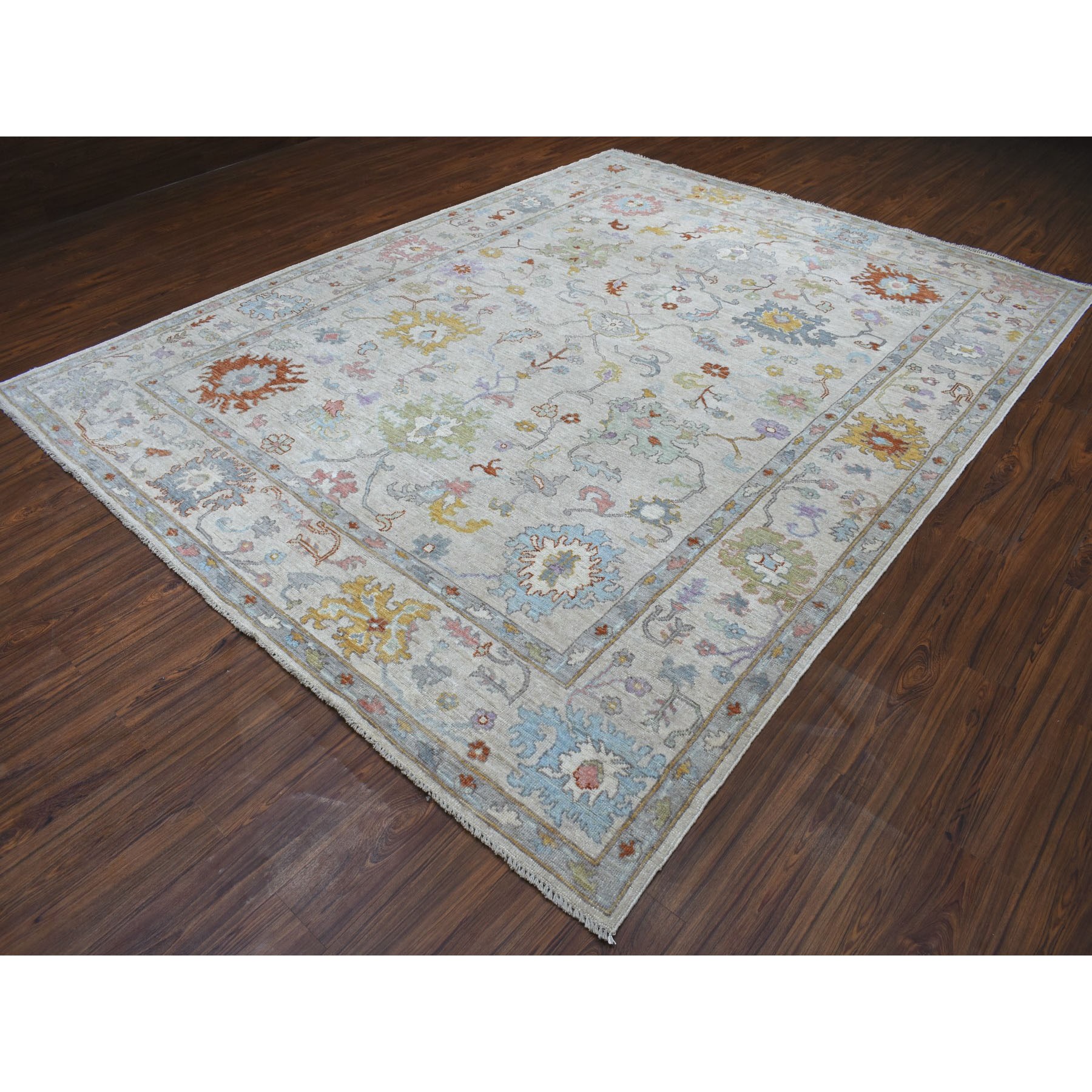 9-x11-7  Ivory Angora Oushak With Soft Velvety wool Hand Knotted Oriental Rug 