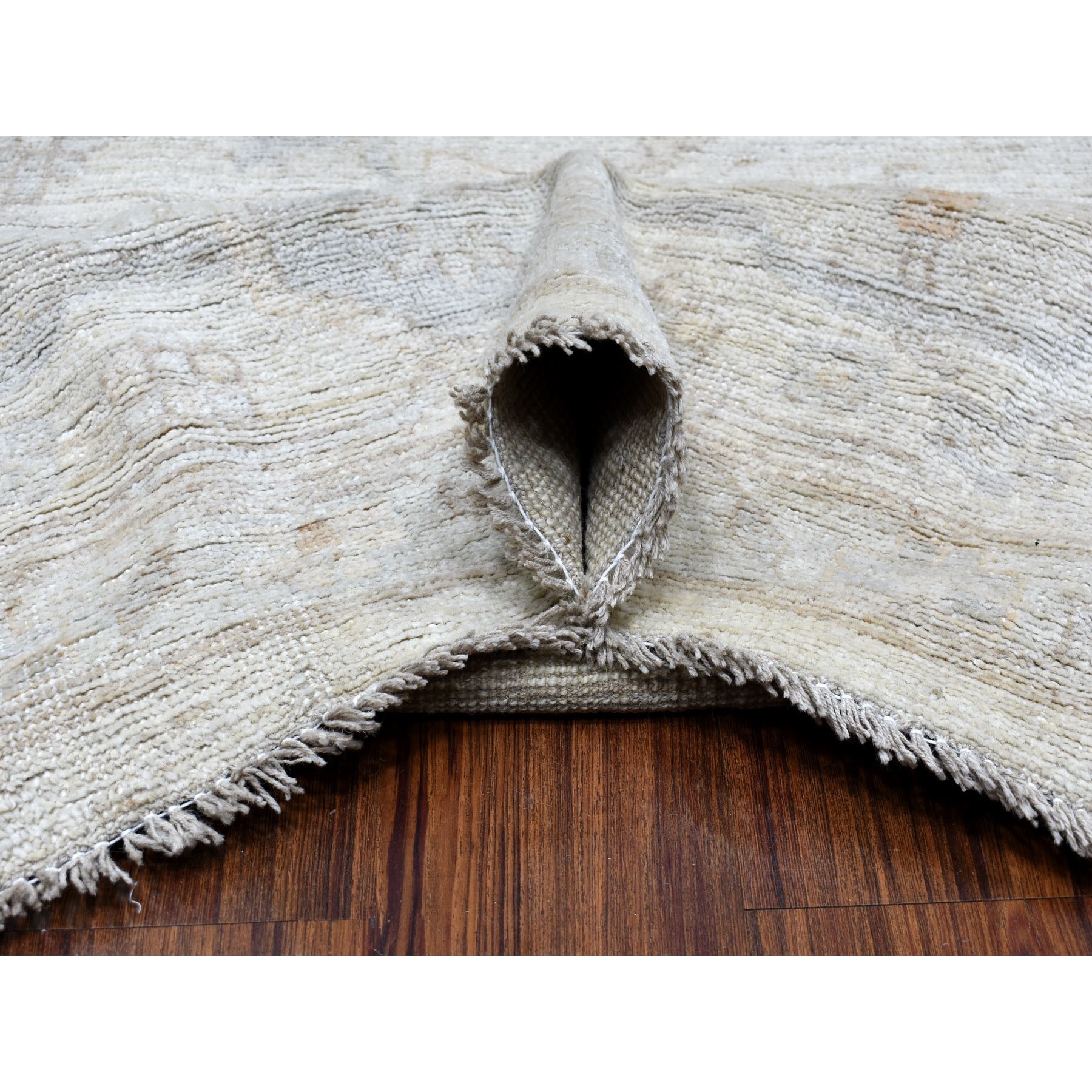 12-1 x14-8  Ivory Oversized Angora Oushak With Soft Silky Wool Hand Knotted Oriental Rug 