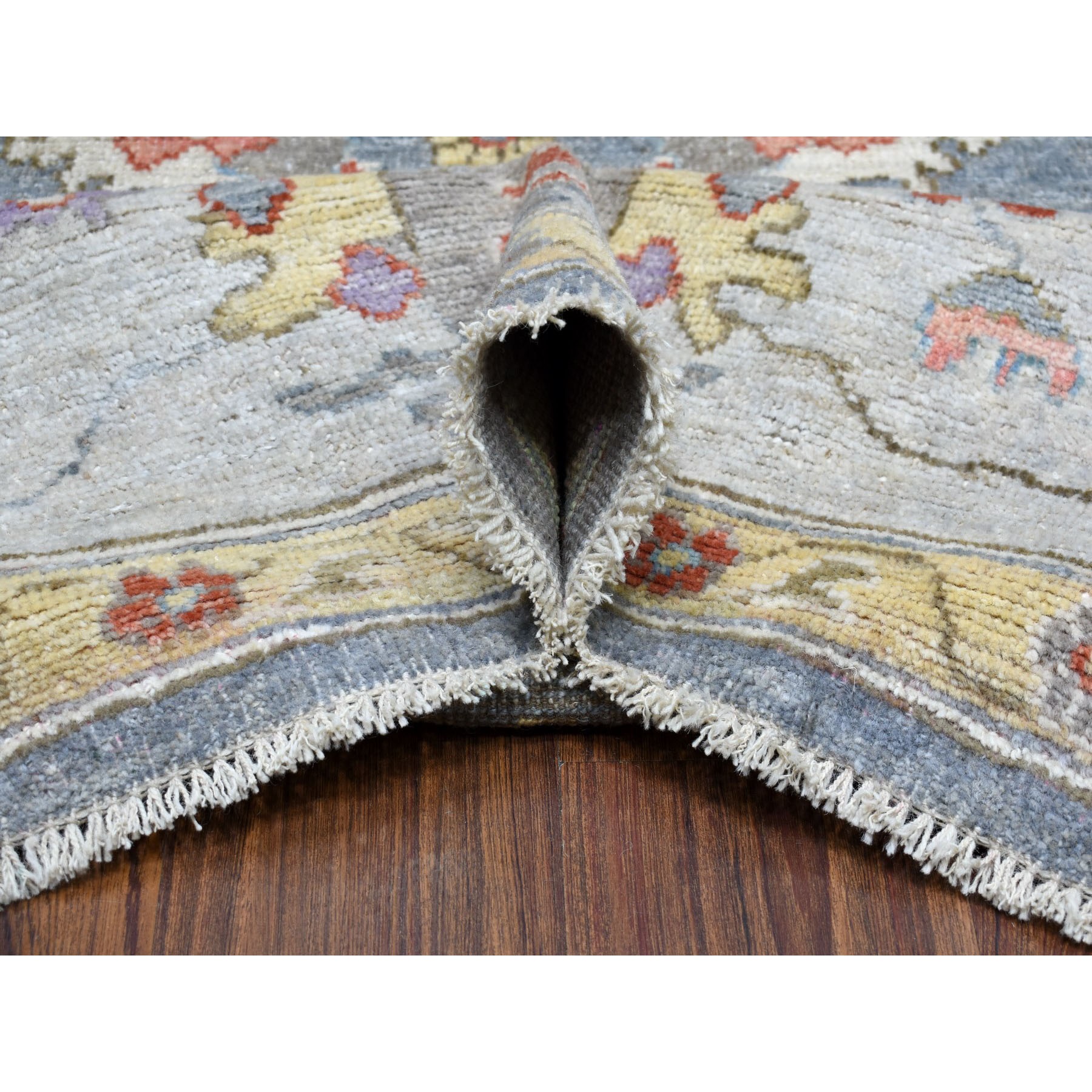 8-5 x10-9  Gray Angora Oushak With Silky Wool Hand Knotted Oriental Rug 