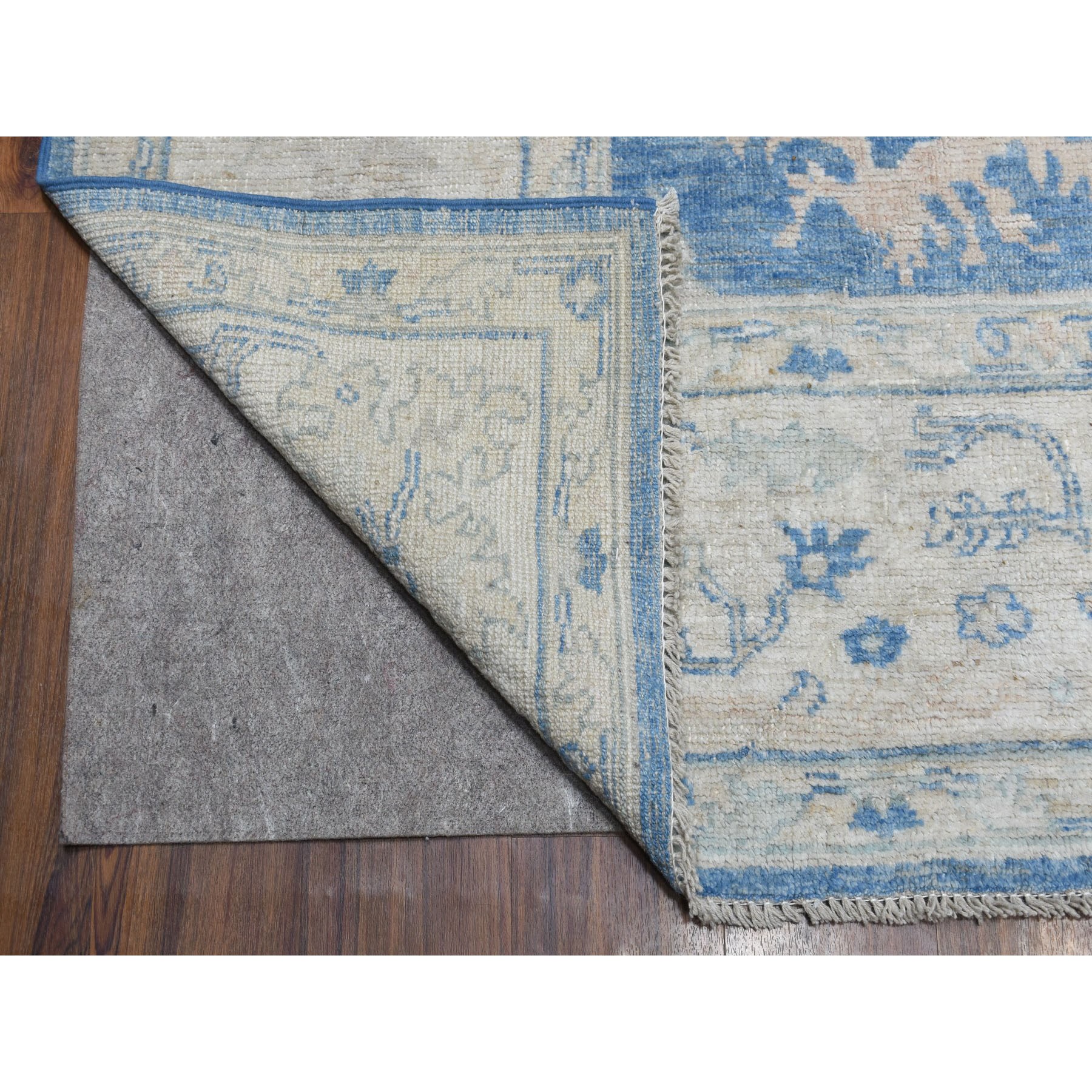 9-x11-1  Blue Angora Oushak With Soft Velvety wool Hand Knotted Oriental Rug 