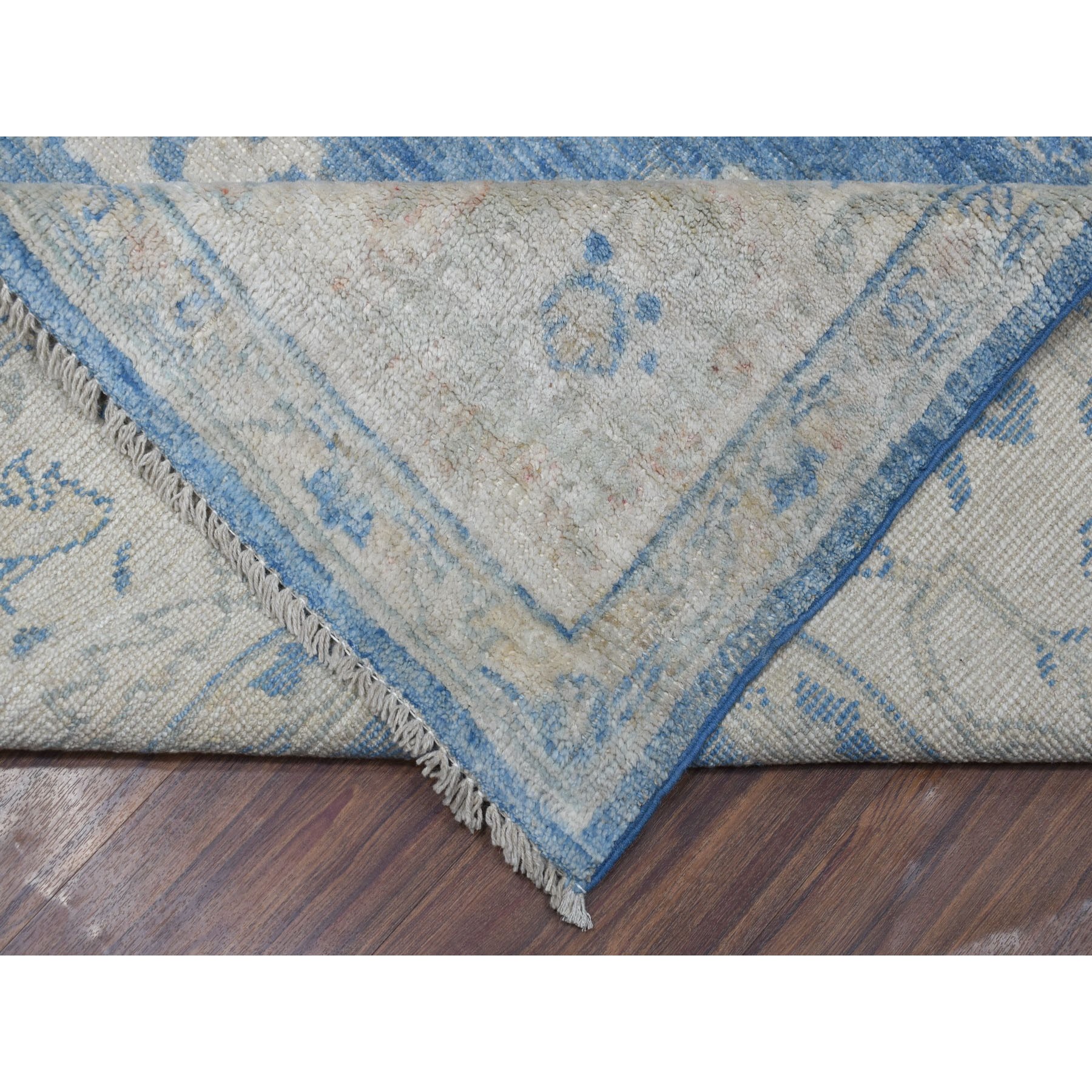 9-x11-1  Blue Angora Oushak With Soft Velvety wool Hand Knotted Oriental Rug 