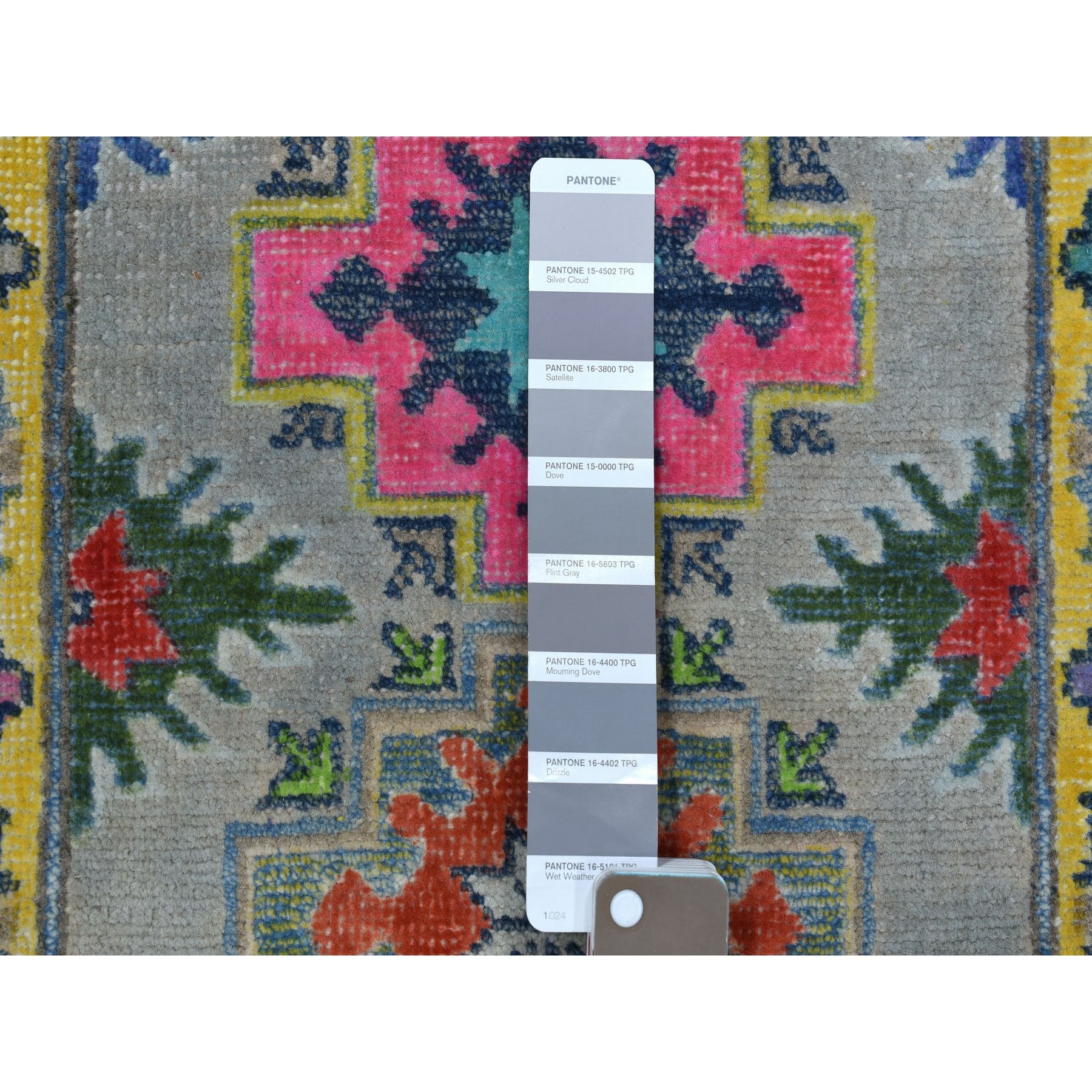 1'10"x2'9" Yellow Fusion Kazak Organic Wool Hand Knotted Mat Oriental Rug Sh55596