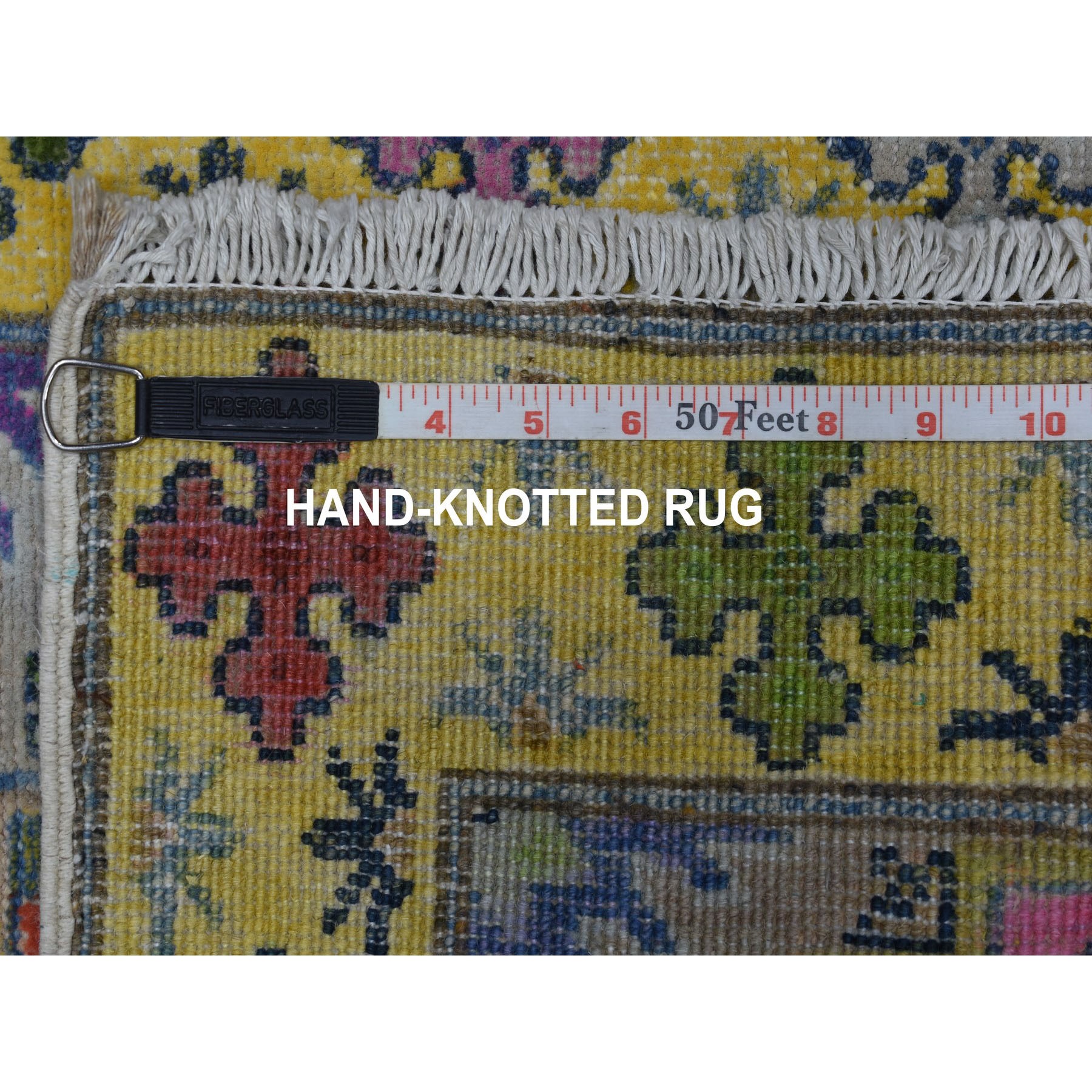1'10"x2'9" Yellow Fusion Kazak Organic Wool Hand Knotted Mat Oriental Rug Sh55596