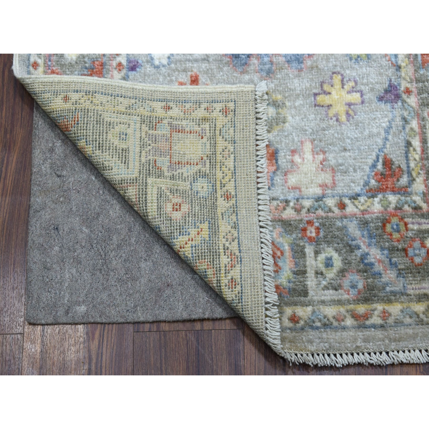 2'5"x17'1" Shiny Wool Hand Knotted Gray With Soft Color Angora Oushak Oriental XL Runner Rug Sh56115
