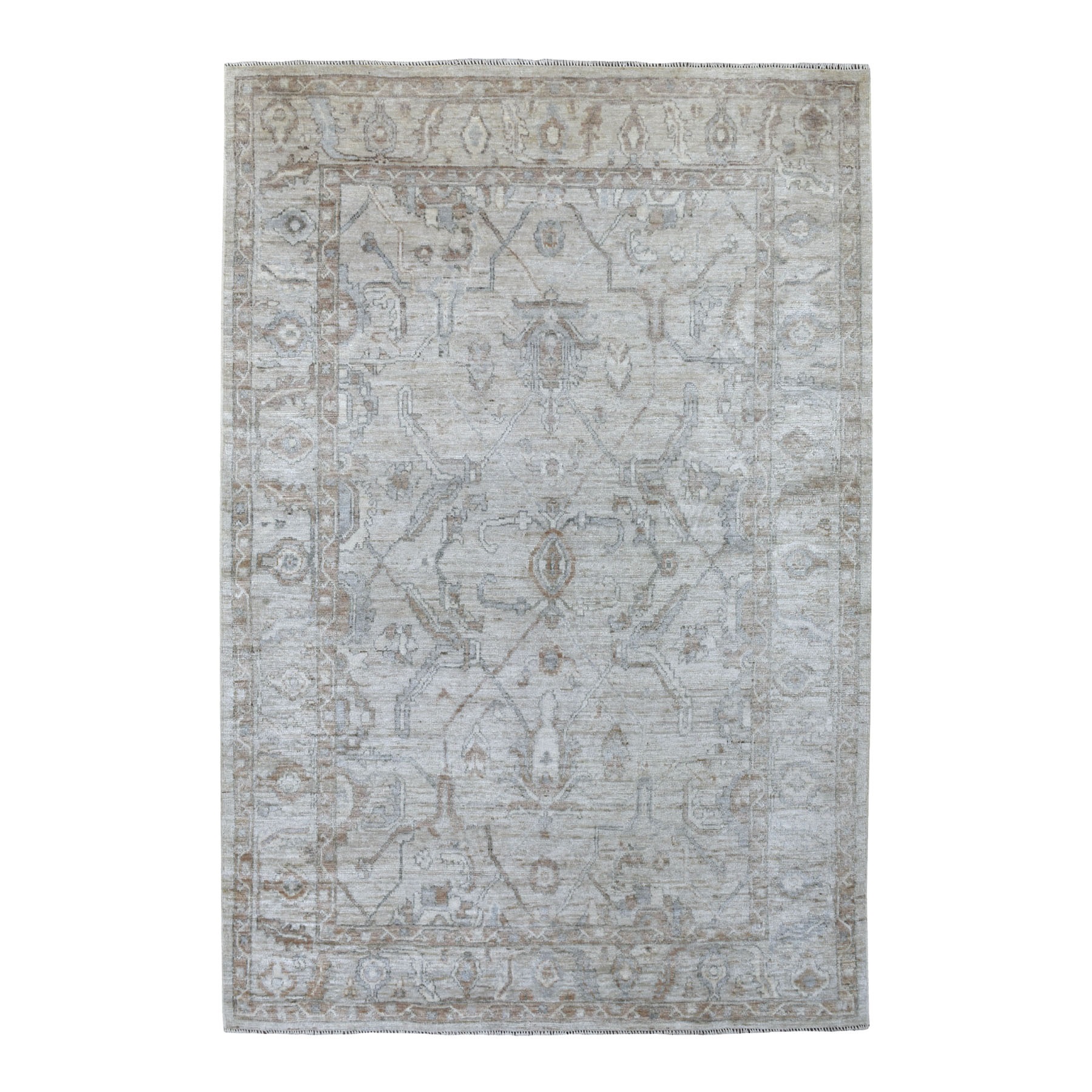 Agra And Turkish Collection Hand Knotted Grey Rug No: 1113110