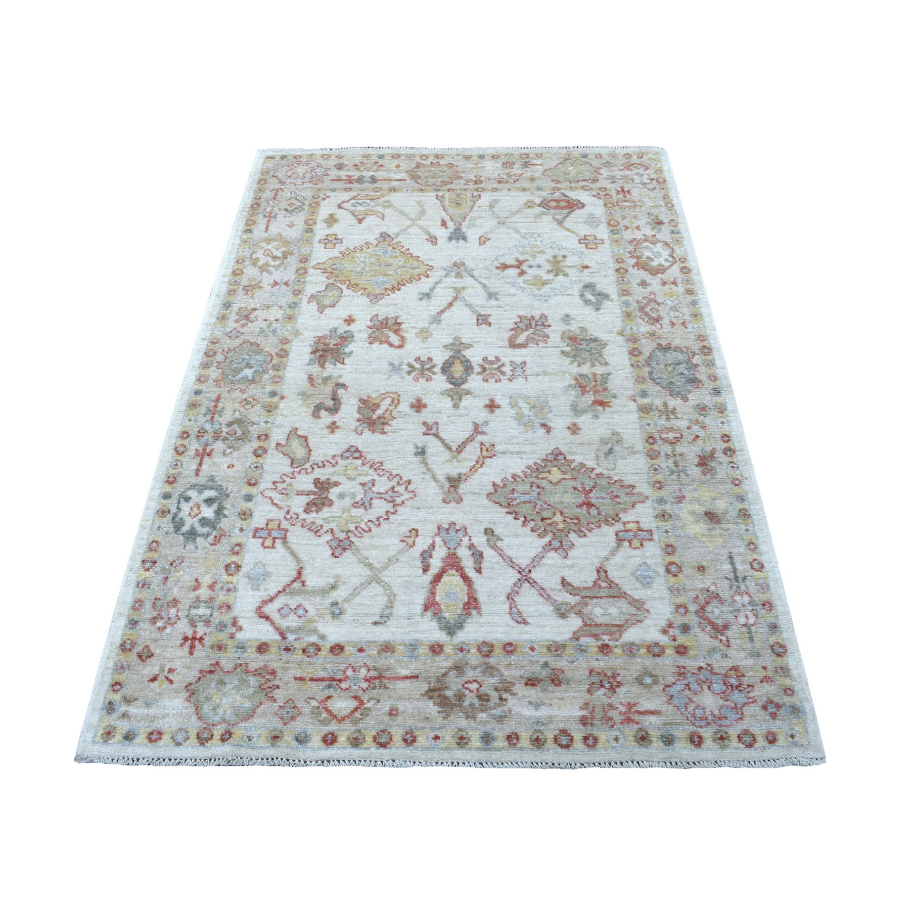 Agra And Turkish Collection Hand Knotted Ivory Rug No: 1113116