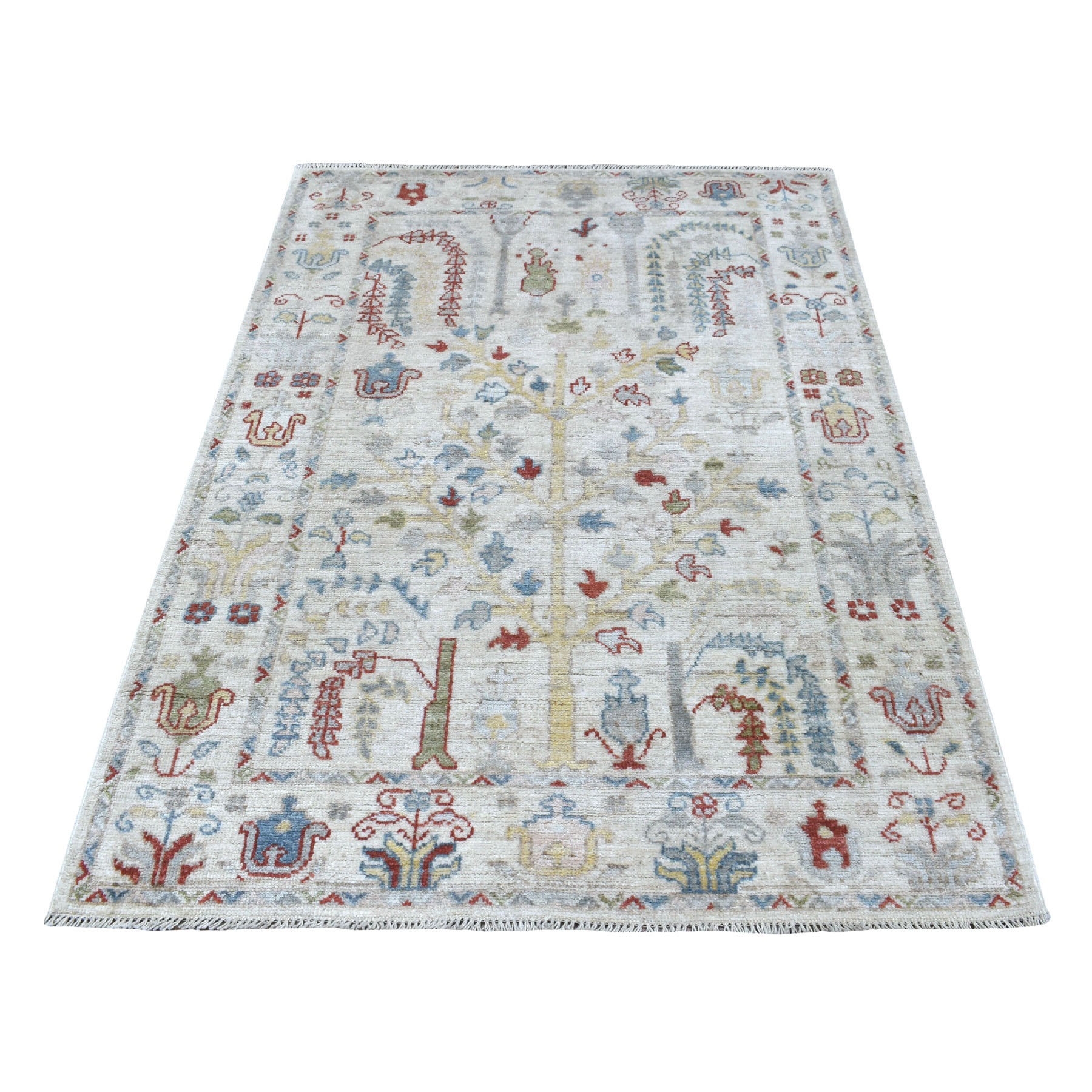 Agra And Turkish Collection Hand Knotted Ivory Rug No: 1113716