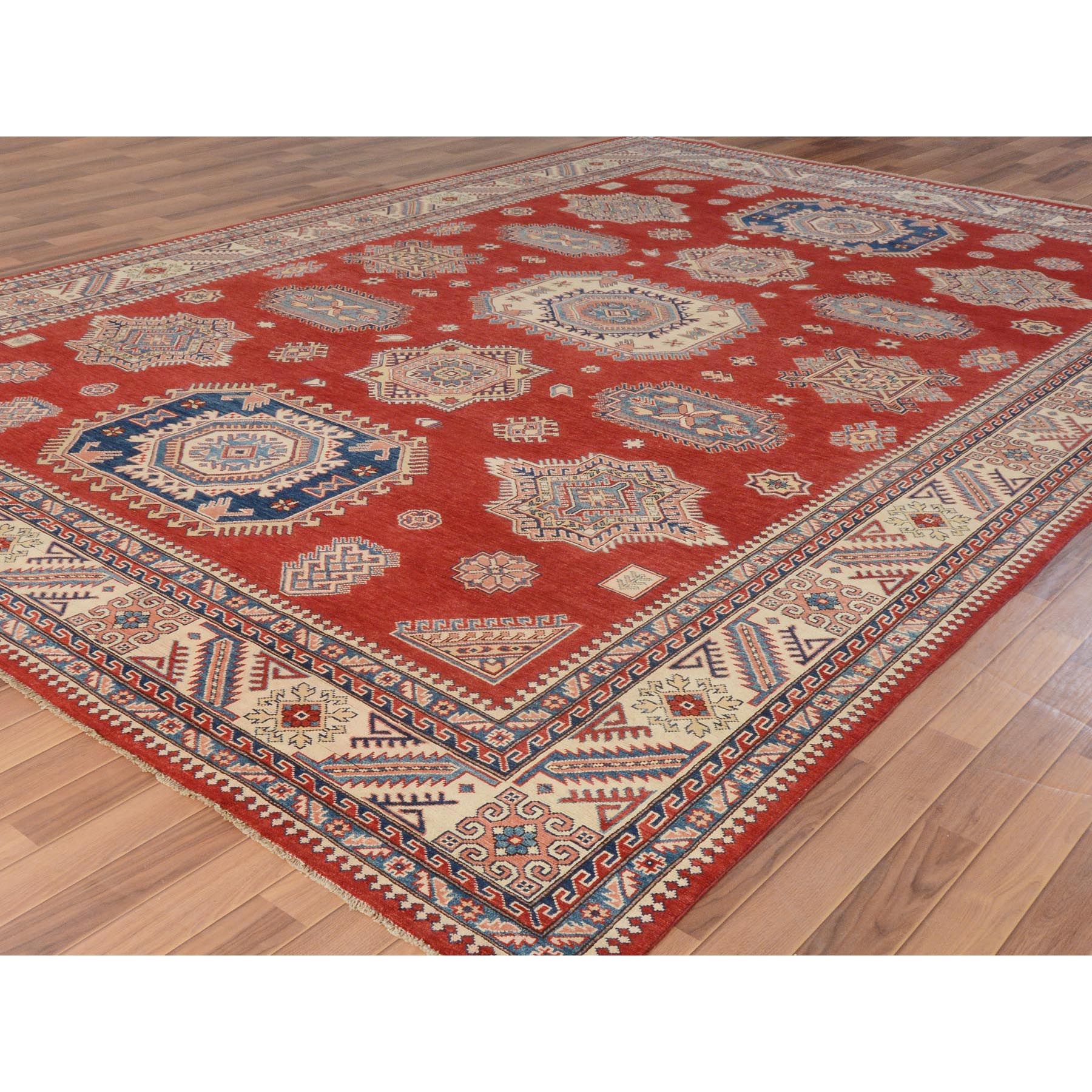 10-x13-10   Red Special Kazak Tribal Design Pure Wool Hand Knotted Oriental Rug 