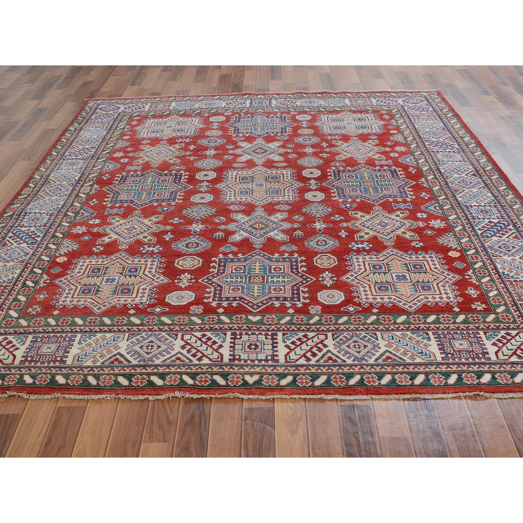 8-x10- Red Special Kazak Tribal Design Pure Wool Hand Knotted Oriental Rug 