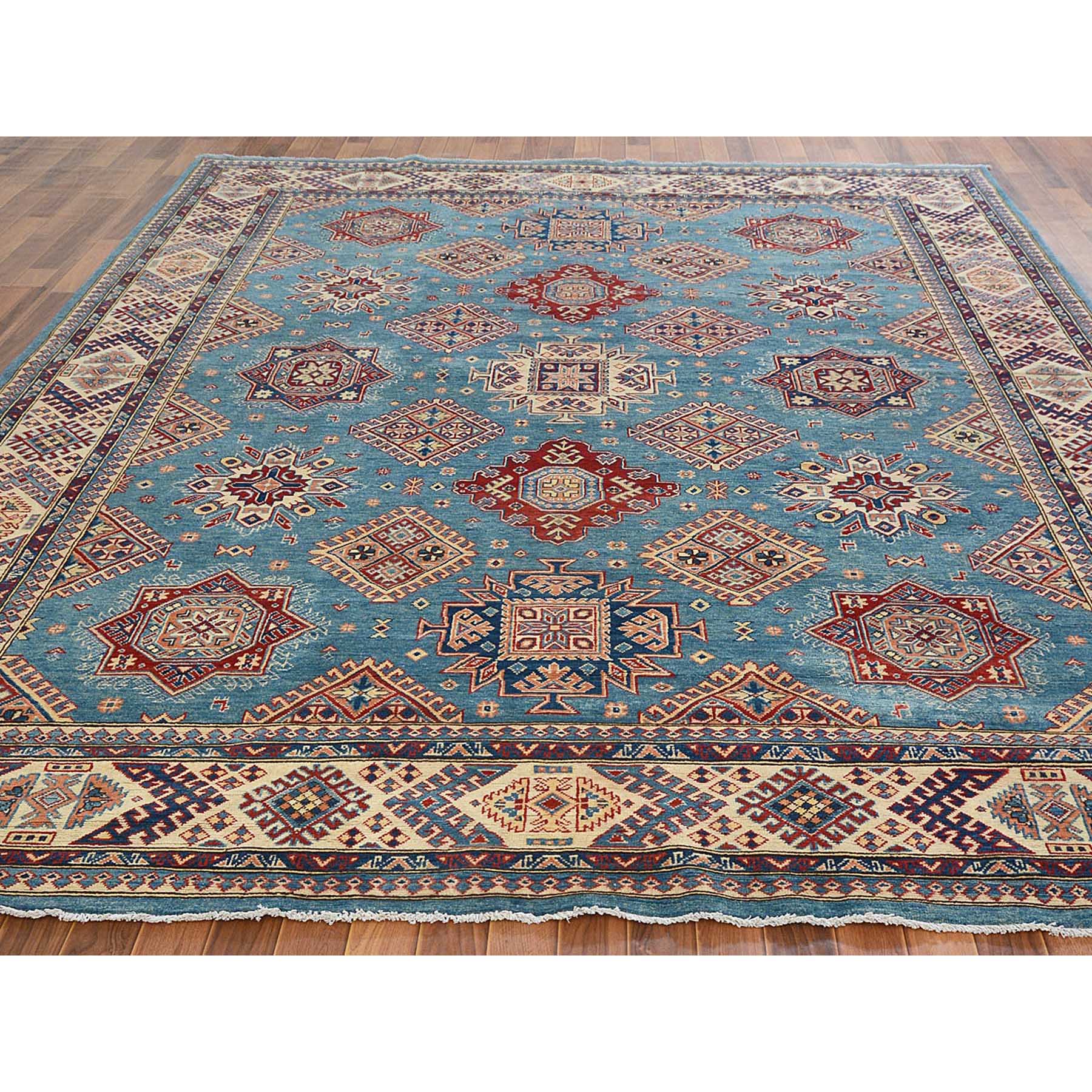 9-1 x11-5  Blue Special Kazak Geometric Design Pure Wool Hand Knotted Oriental Rug 