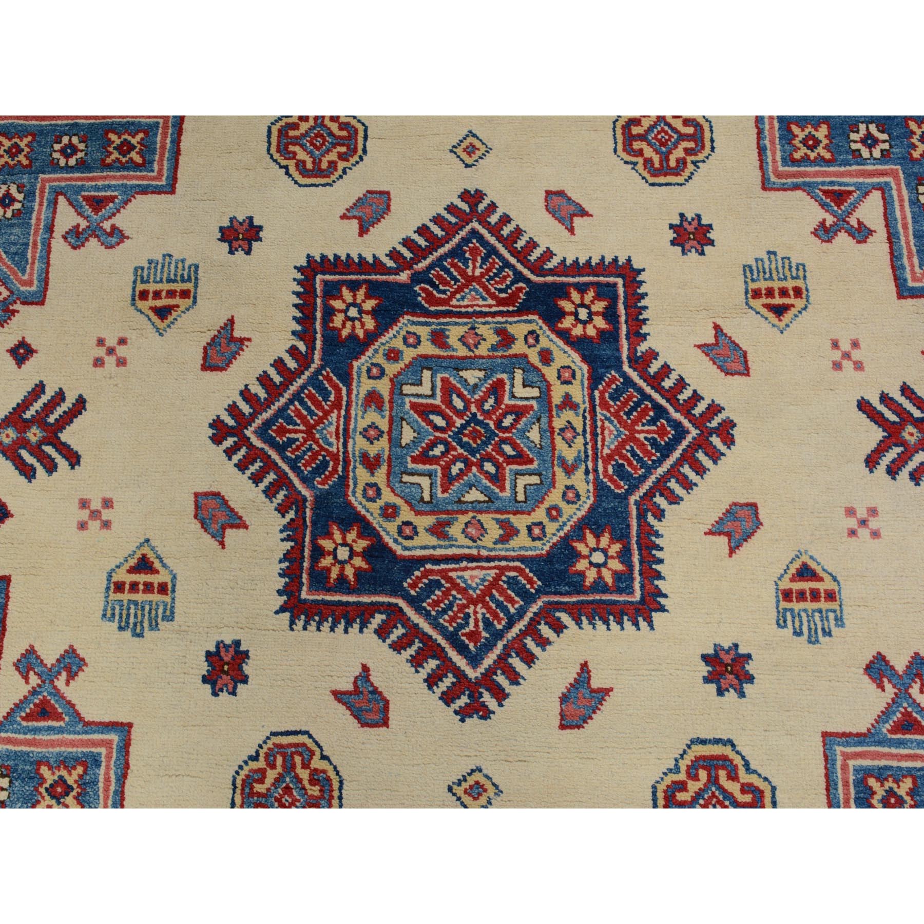 8-8 x12- Ivory Special kazak Geometric Design Pure wool Hand Knotted Oriental Rug 