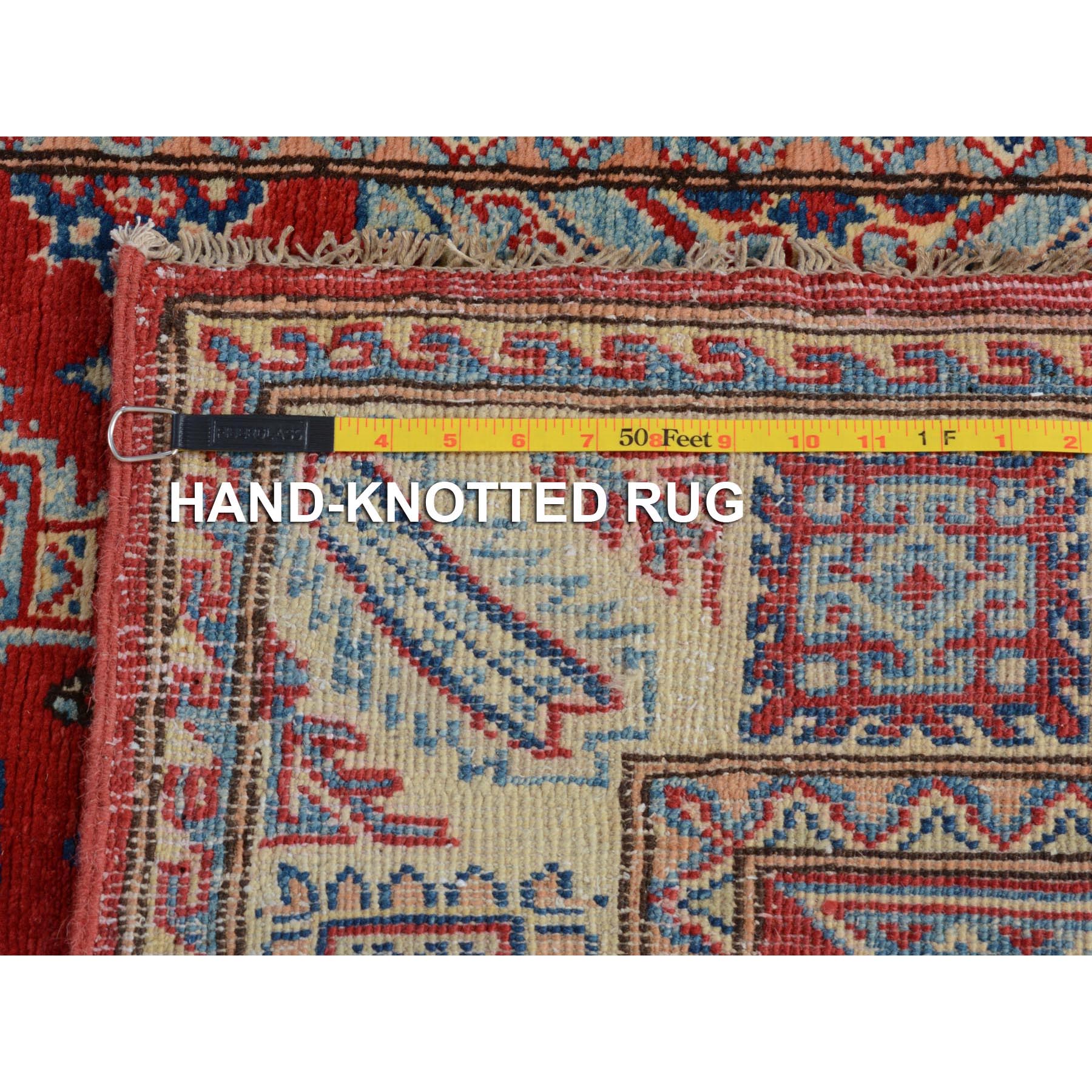 3-9 x6-4  Red Special Kazak Tribal Design Pure Wool Hand Knotted Oriental Rug 