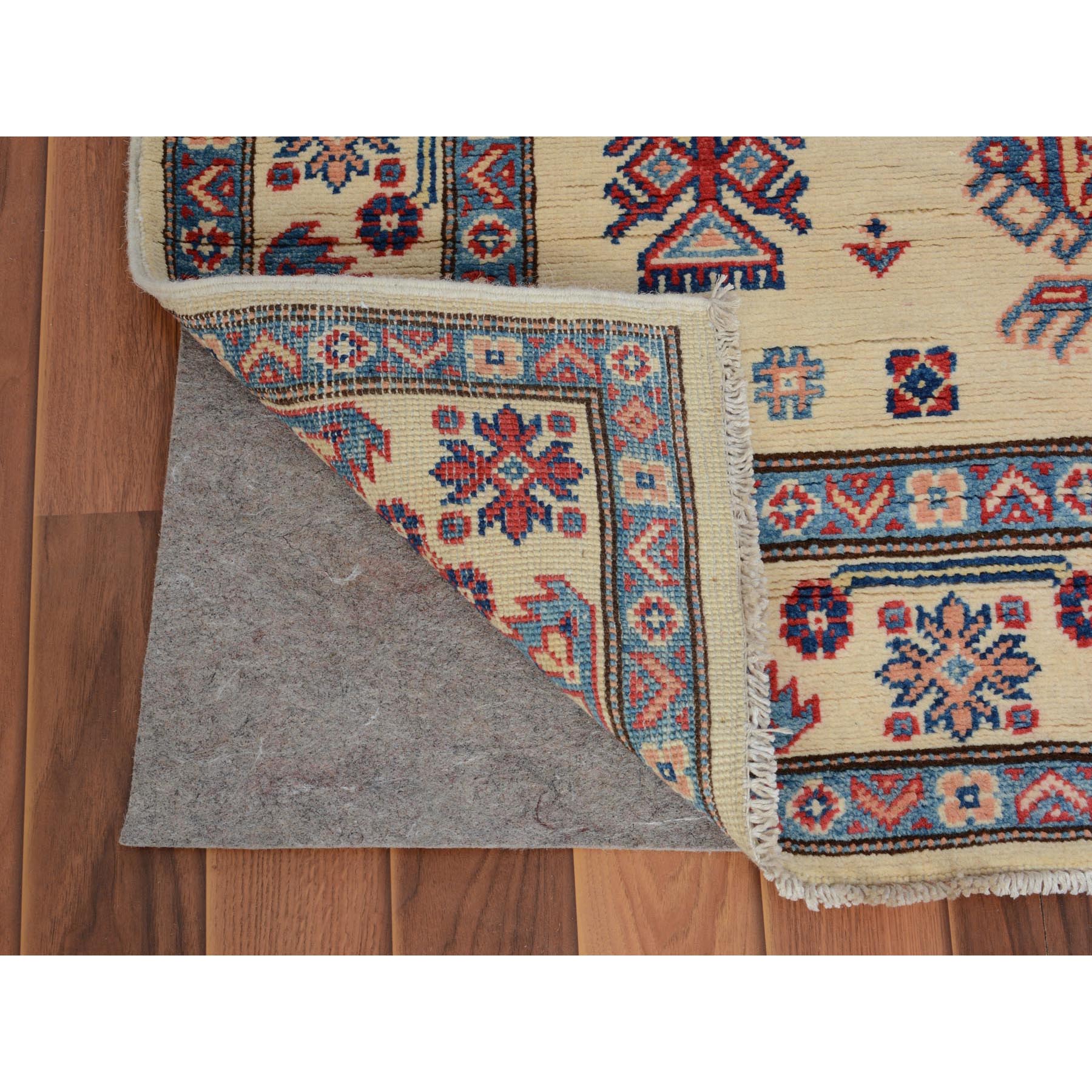 3-10 x6- Ivory Special Kazak Geometric Design Pure Wool Hand Knotted Oriental Rug 