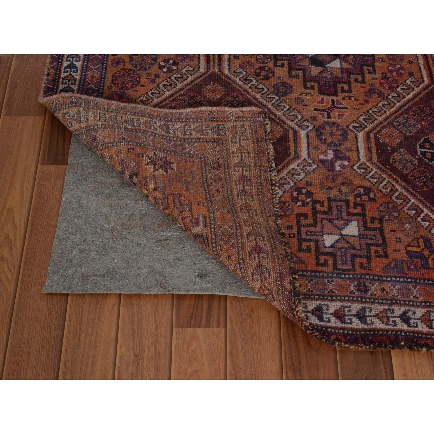3-10 x9-1  Natural Colors Wide Runner Vintage And Worn Down Persian Shiraz Hand Knotted Oriental Rug 