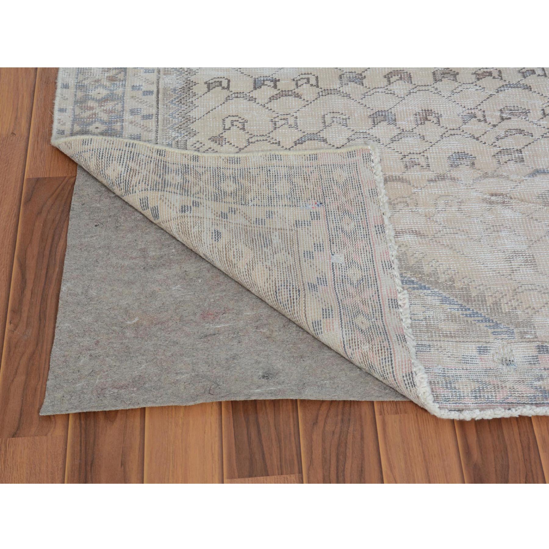 5-x9-7  Natural Color Vintage And Worn Down Shiraz Runner Pure Wool Hand Knotted Oriental Rug 