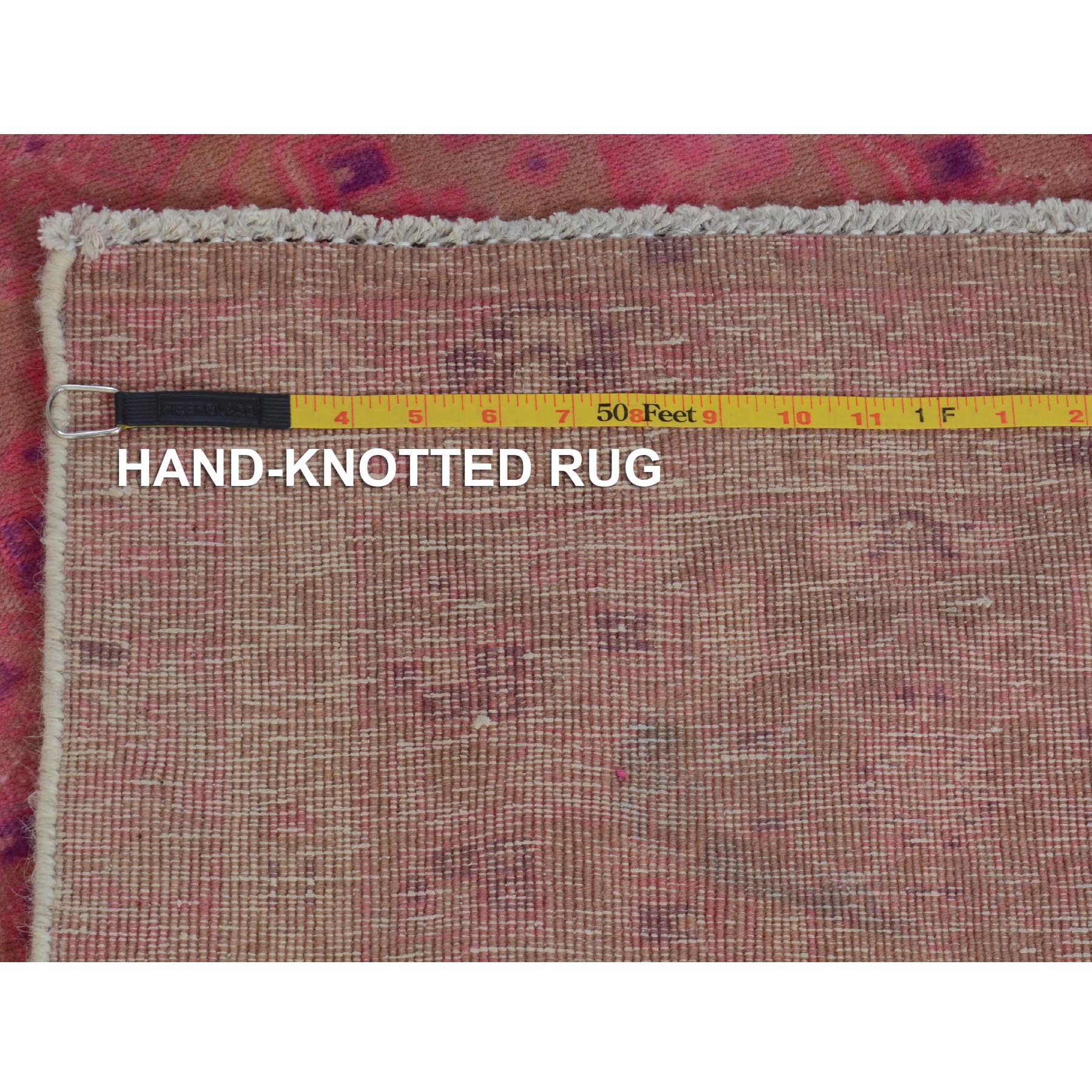 4-1 x9-9  Pink Old And Worn Down North West Persian Hand Knotted Runner Oriental Rug 